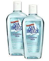 Seabreeze Fresh-Clean Astringent bottle demonstrates a refreshing cleanse for sensitive skin.