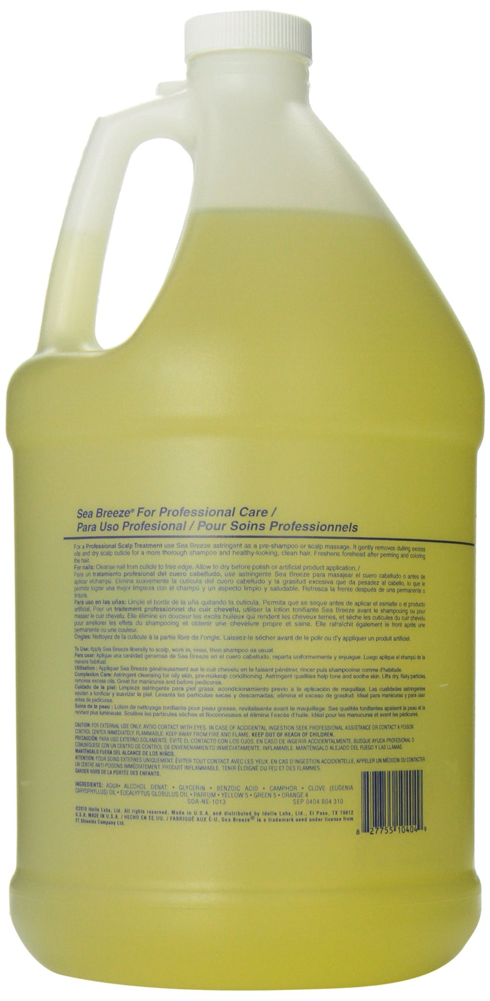 Seabreeze Original Gallon label closeup highlighting astringent and multi-use formula