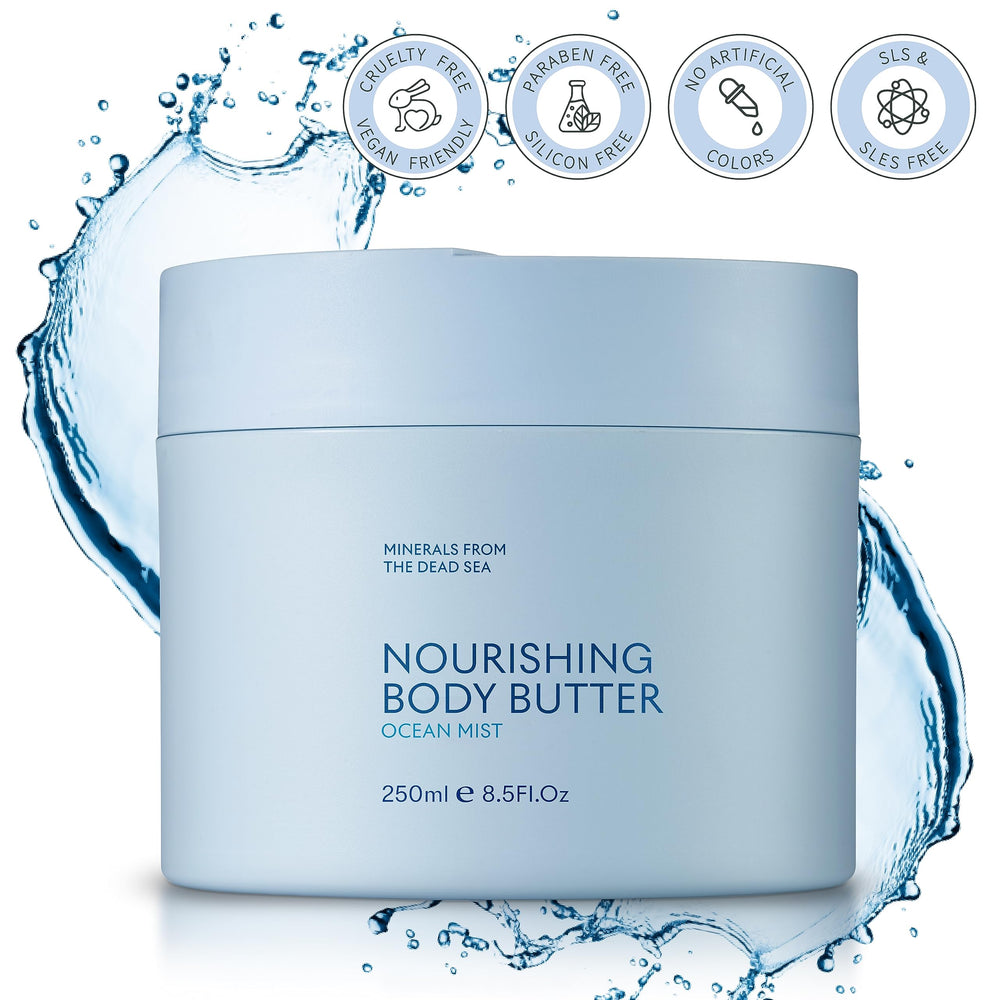 SEACRET Minerals Body Butter Pomegranate fragrance offers uplifting scent with hydration reminder.