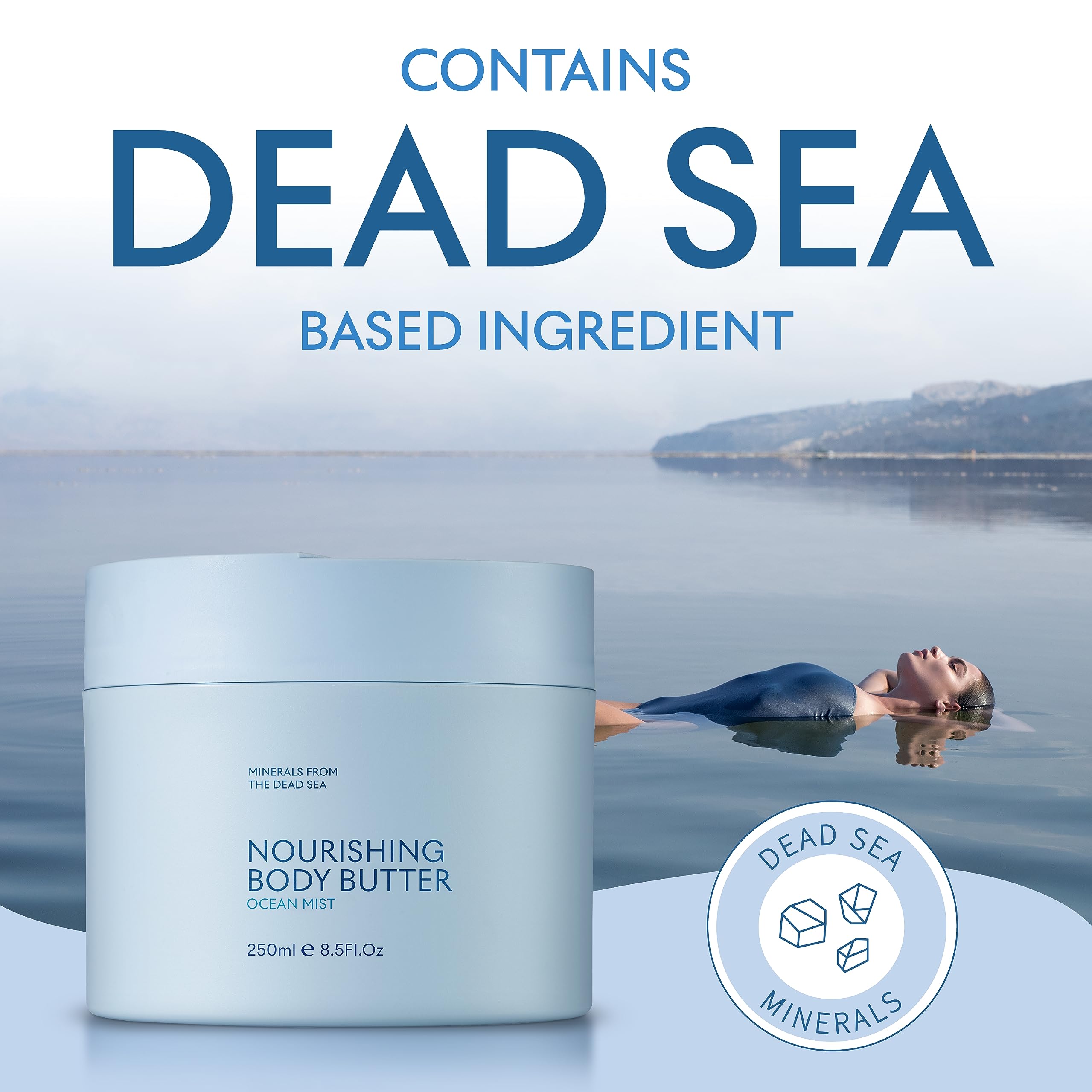 SEACRET Minerals Body Butter vitamins C and E promote vitality and skin protection.