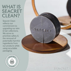 SEACRET Minerals Mud Soap Bar closeup mud texture emphasizes mineral-rich Dead Sea benefits.