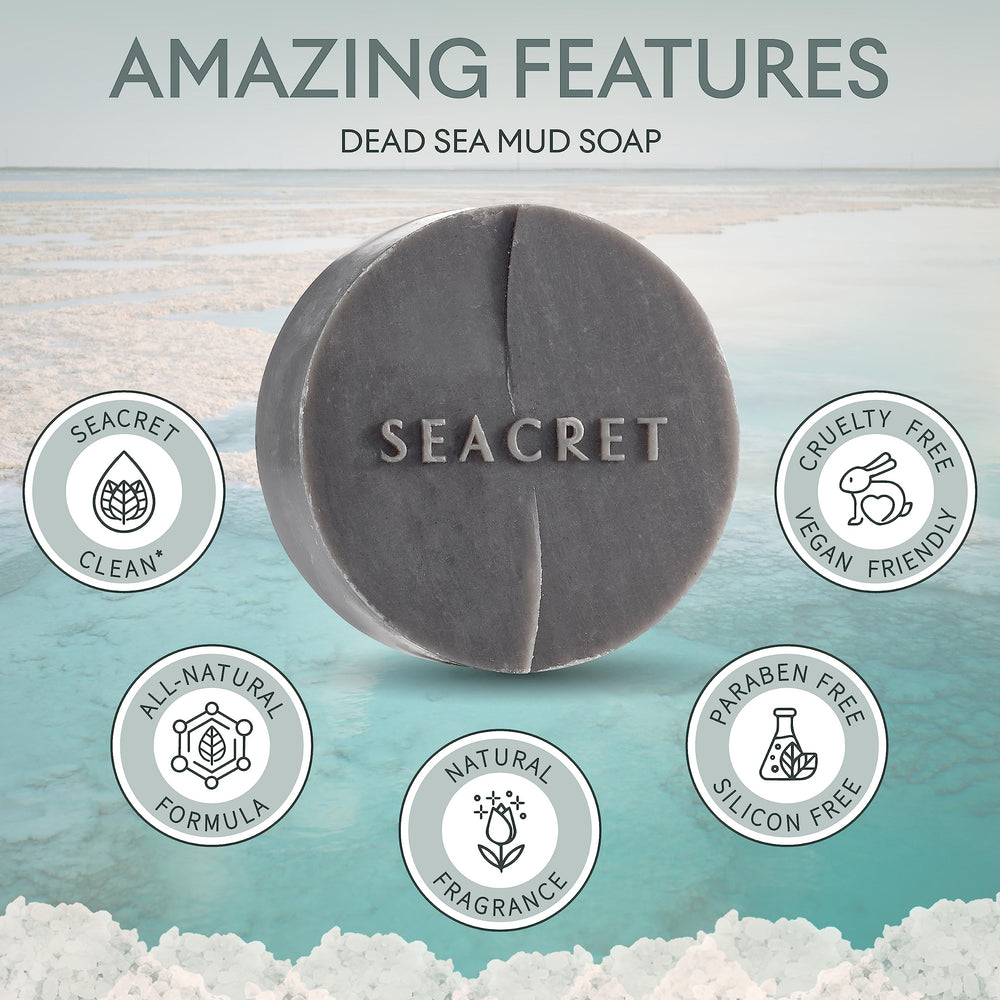 SEACRET Minerals Mud Soap Bar for normal to oily skin helps balance and refresh.