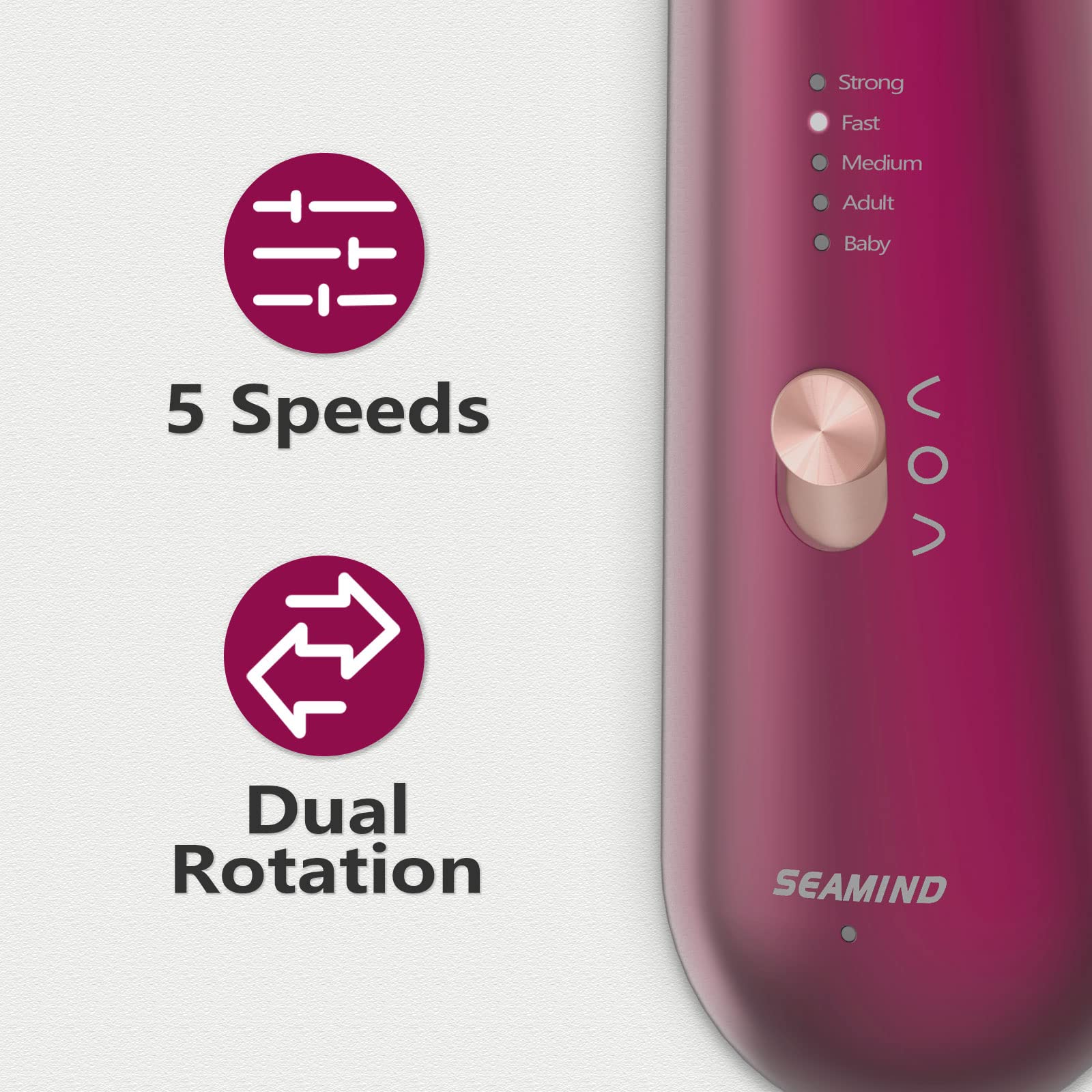SEAMIND LED light enhances visibility for accurate nail trimming and shaping.