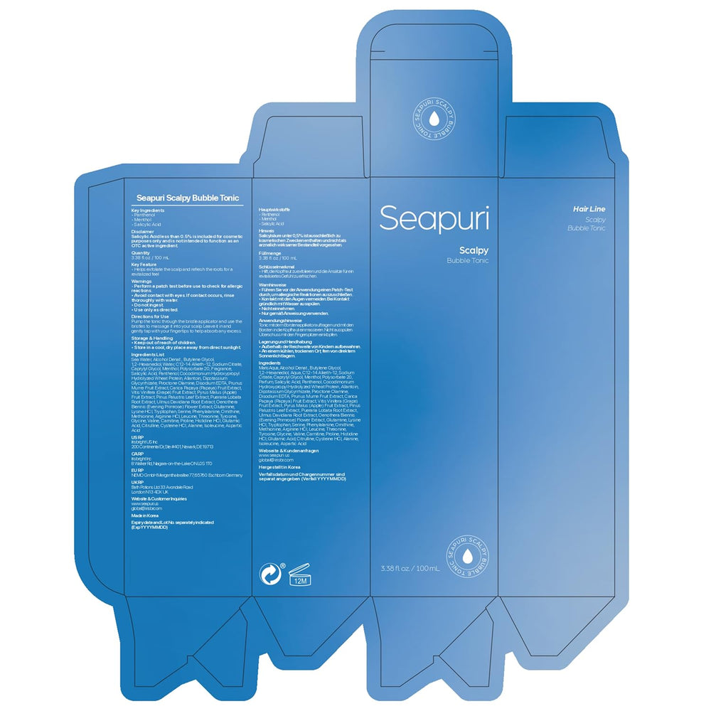 Product packaging display highlighting Seapuri branding