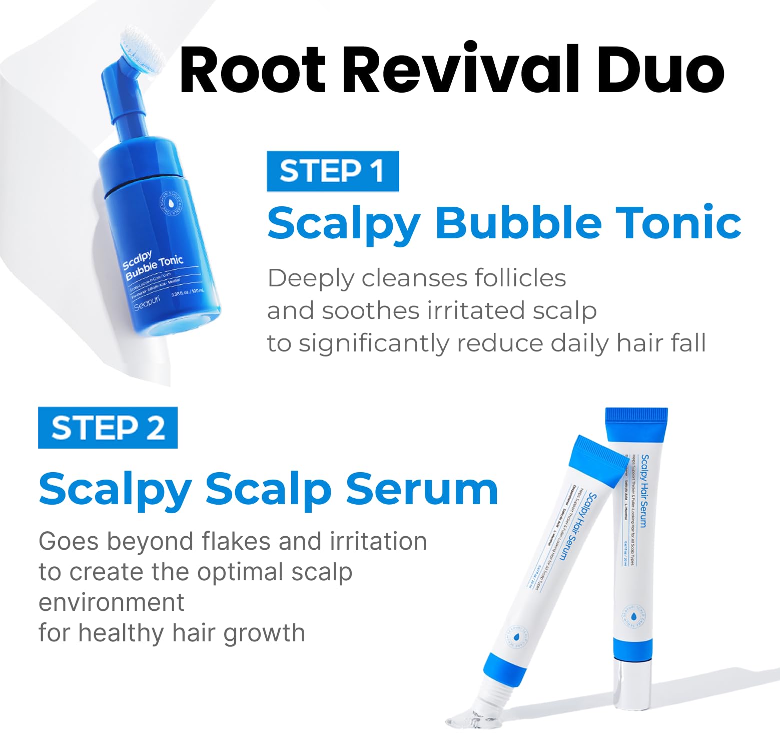 Hands applying Seapuri tonic to scalp for detox after gym