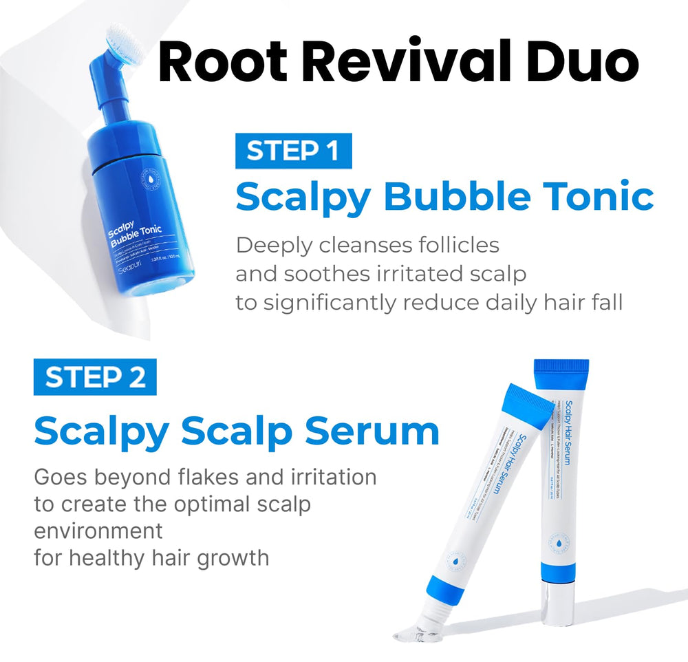 Hands applying Seapuri tonic to scalp for detox after gym