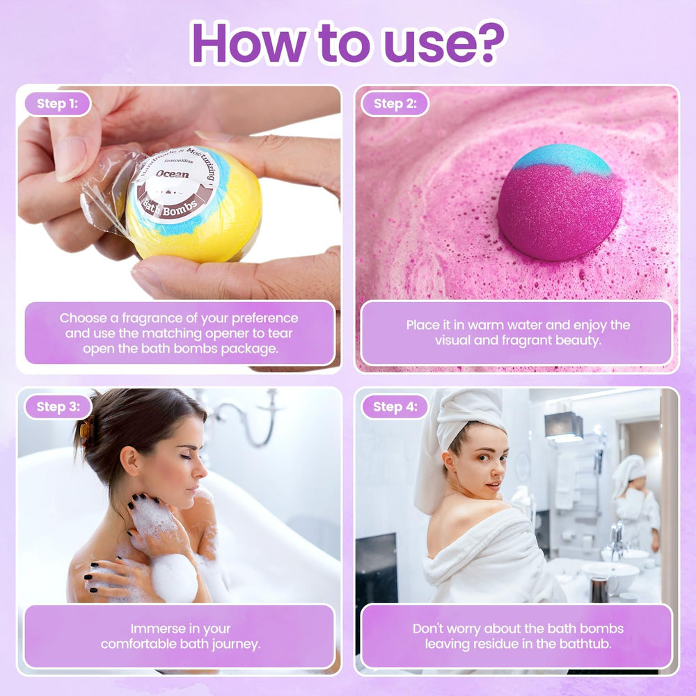 SeasonBliss bath bombs colorful reveal vibrant hues in tub for mood-enhancing soak