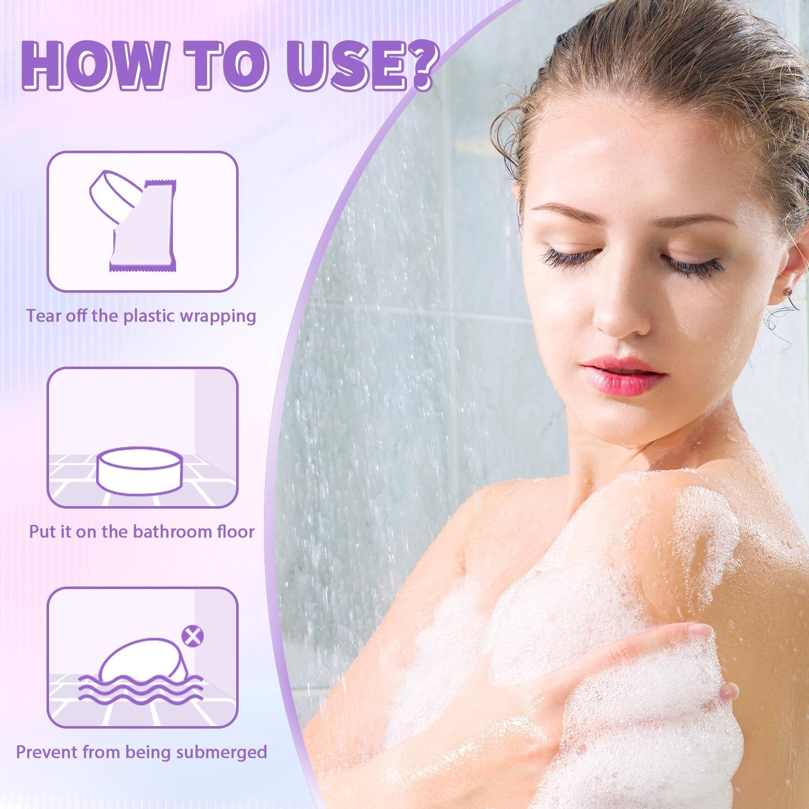 SeasonBliss peppermint shower steamer image emphasizes refreshing wake-up and invigorating steam.