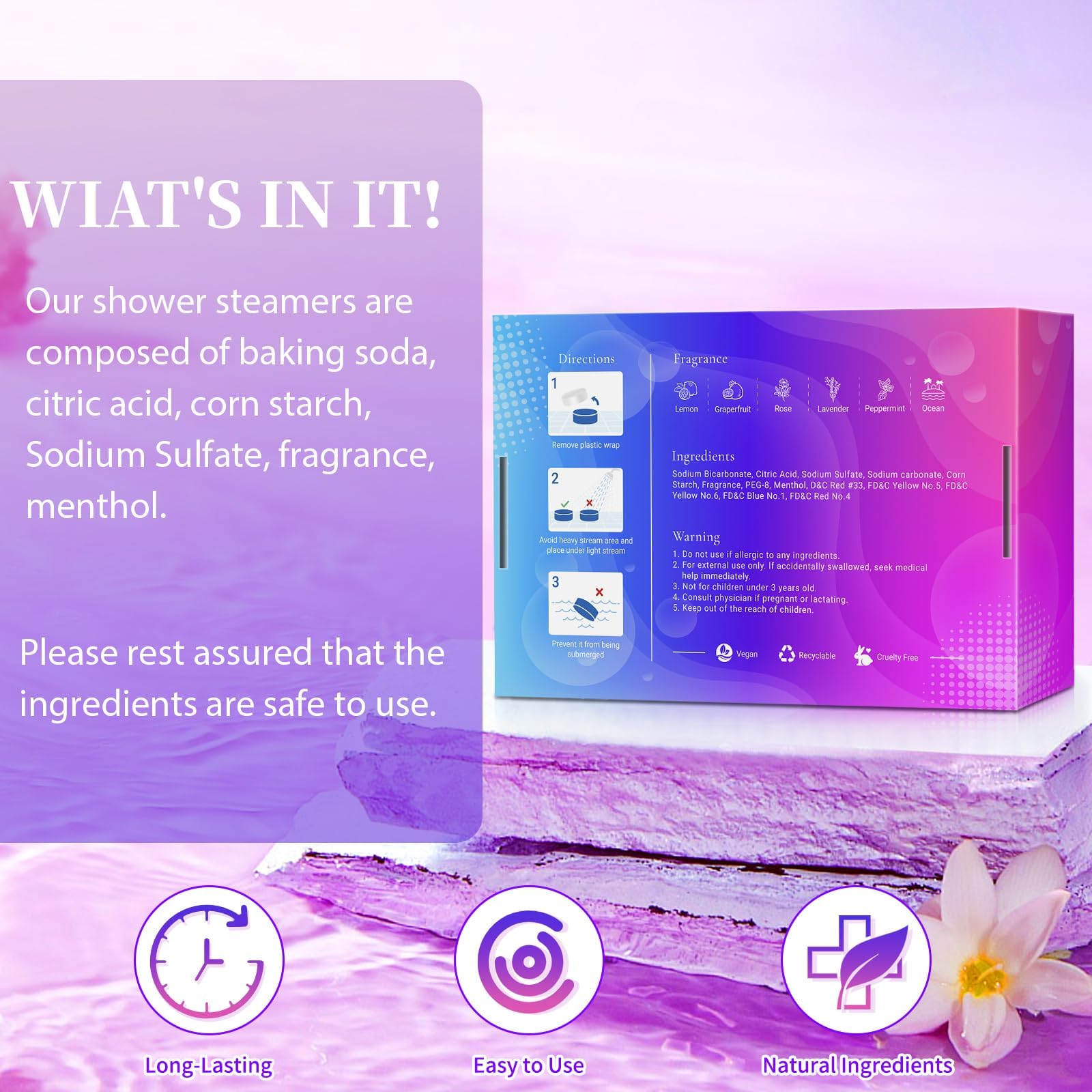SeasonBliss rose shower steamers conveying soothing floral mood for relaxation