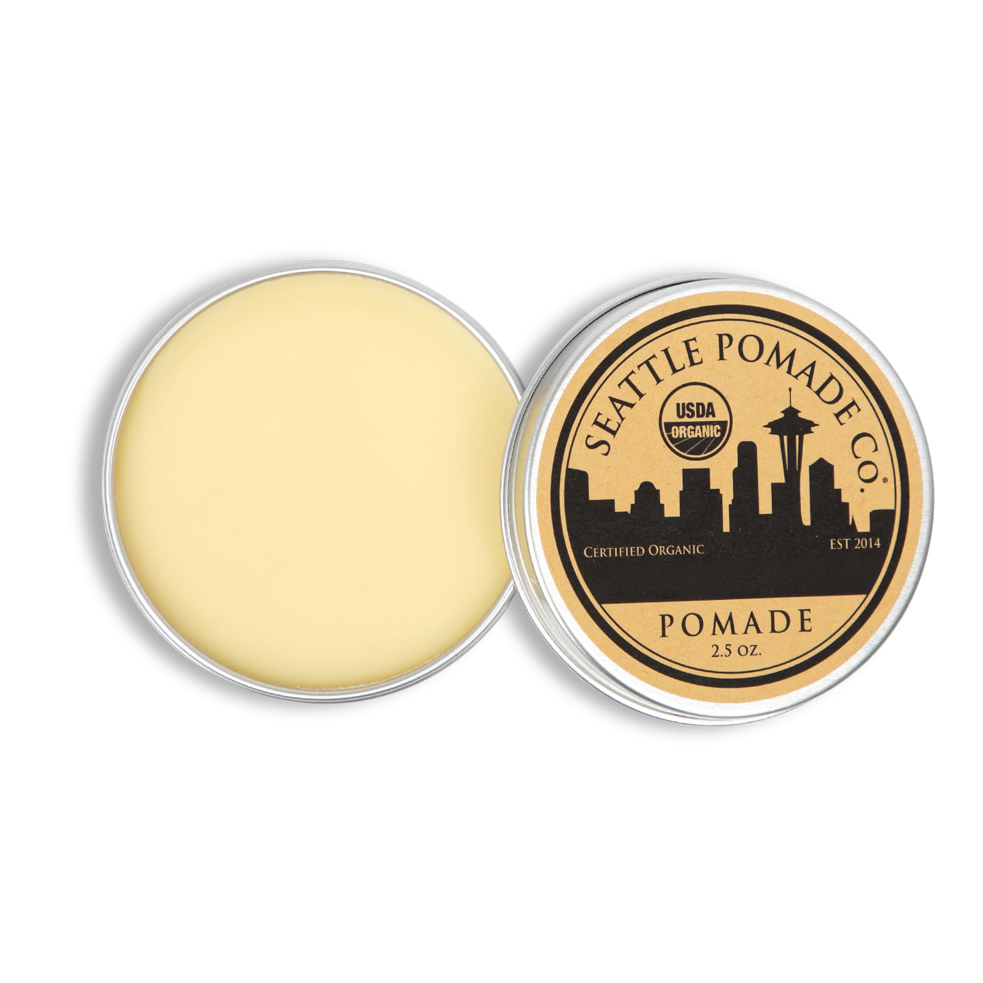 Seattle Pomade Co. high shine finish on styled hair with no residue.