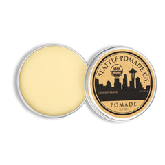 Seattle Pomade Co. high shine finish on styled hair with no residue.