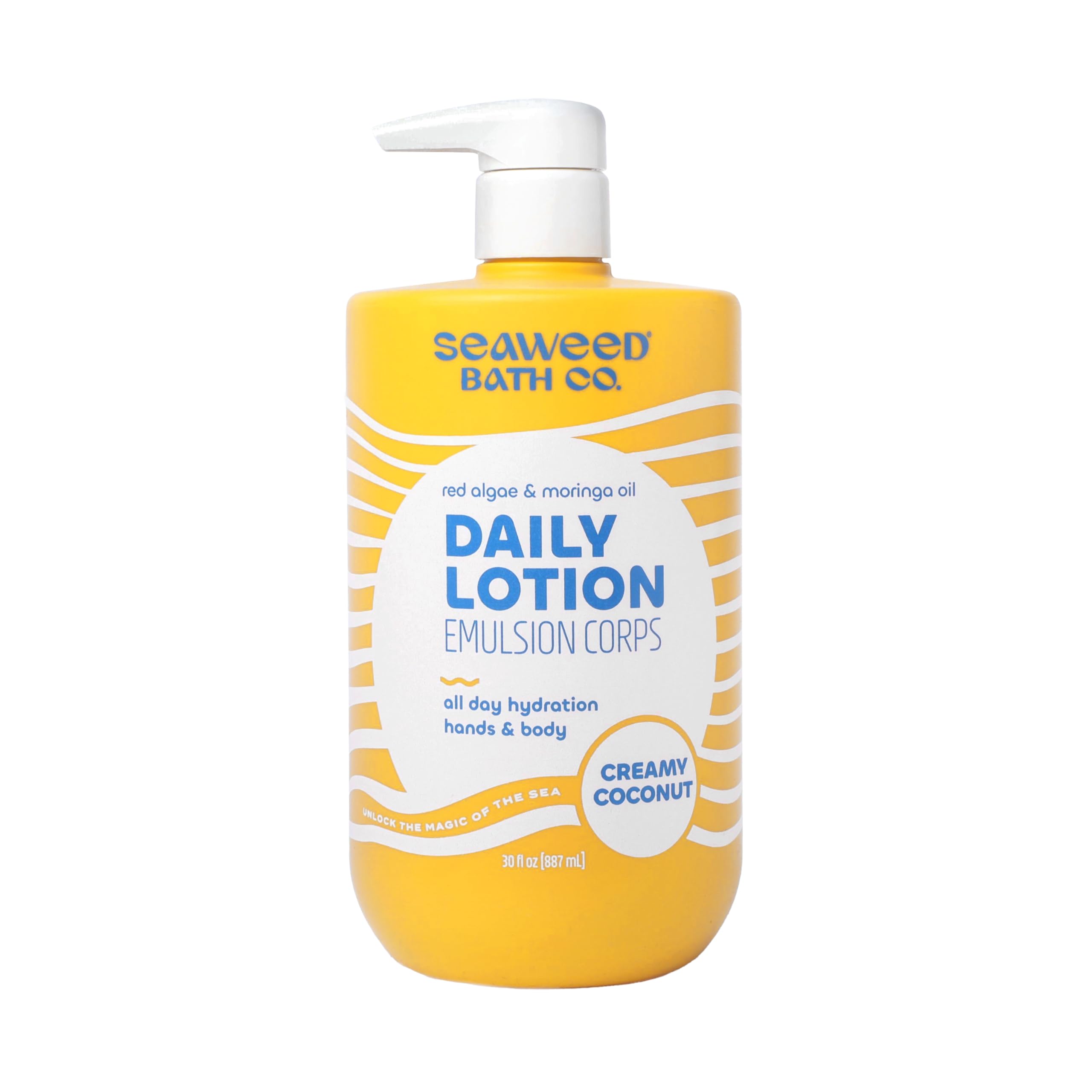 The Seaweed Bath Co. Creamy Coconut Daily Lotion bottle front for all-day hydration.