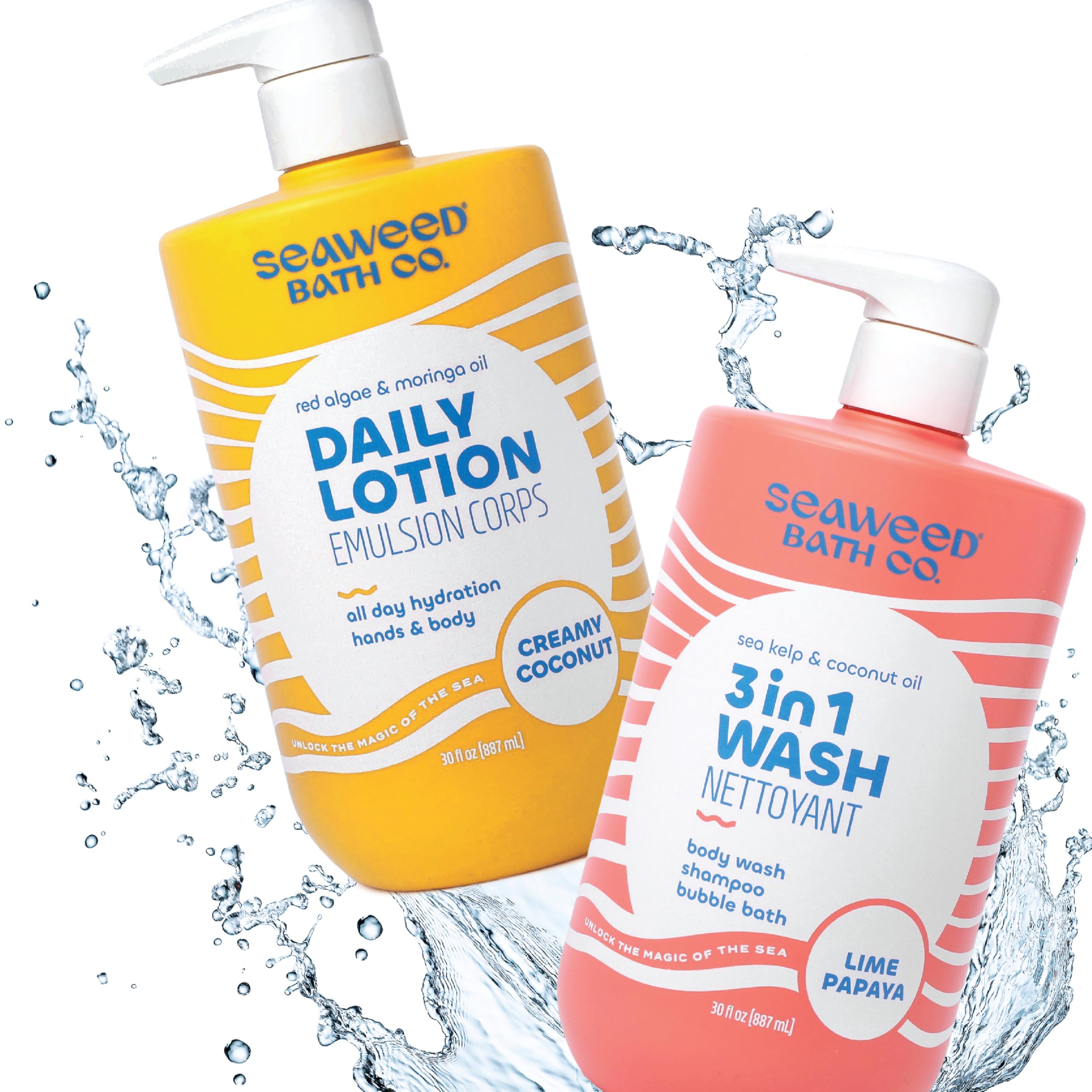 Packaging design emphasizing 50% post-consumer recycled bottle material.