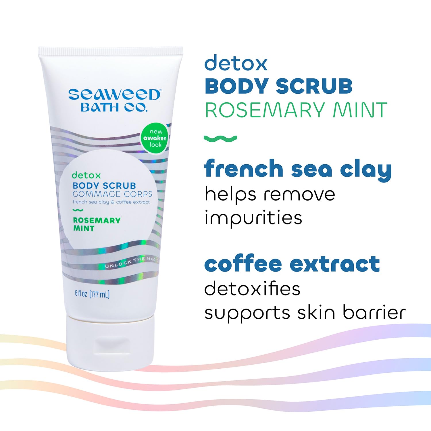 Seaweed Bath Co Detox Body Scrub walnut shell exfoliant in motion on skin