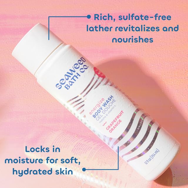 The Seaweed Bath Co. Energize bottle with grapefruit-orange scent conveys uplifting aroma