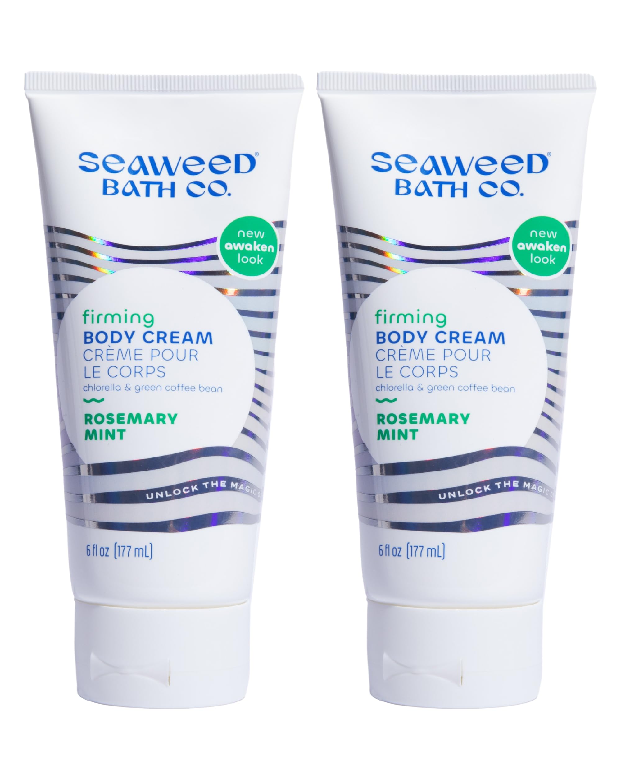 Seaweed Bath Co. firming body cream Rosemary Mint packshot highlights packaging and ocean-inspired hydration