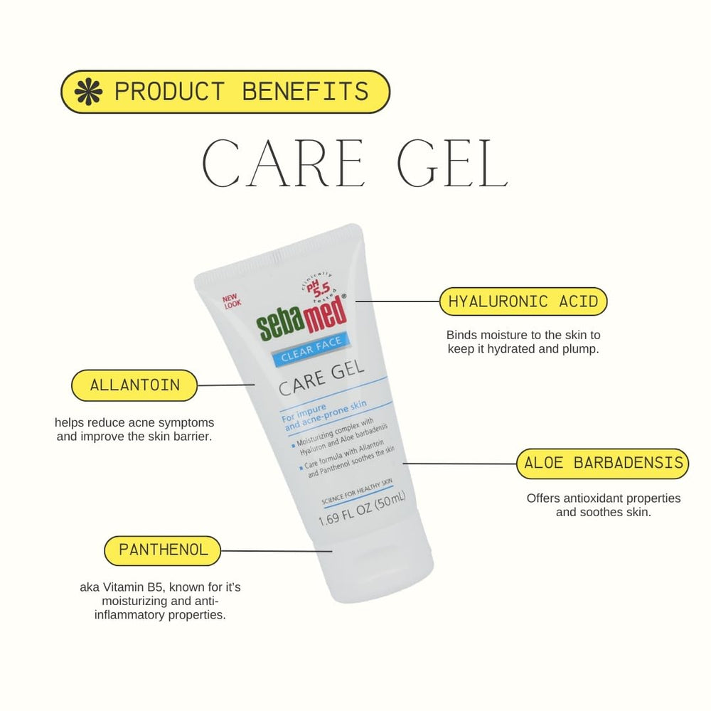 SEBAMED gel facial, ligero y calmante, ideal para piel con imperfecciones.
