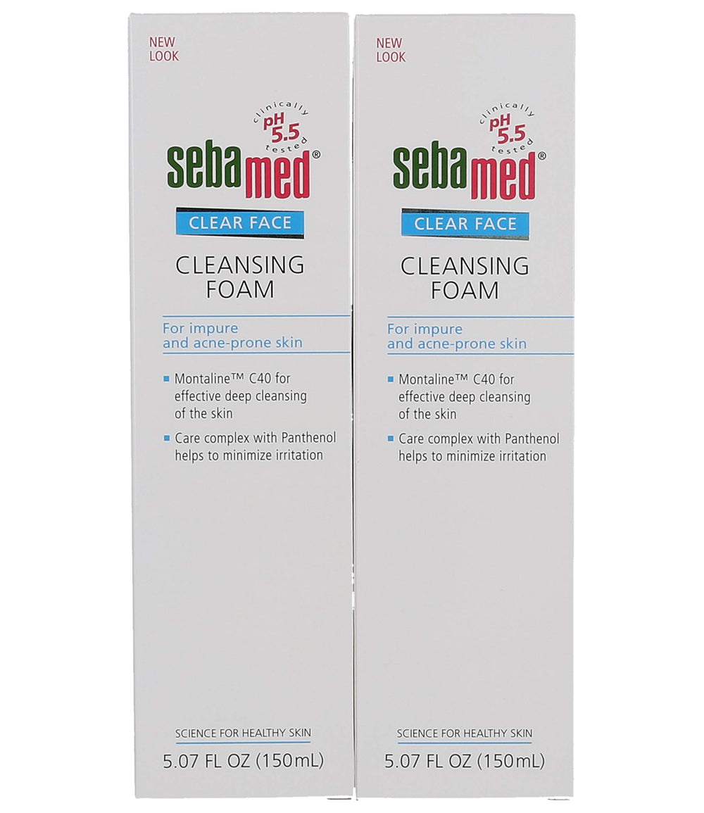Sebamed Clear Face Cleansing Foam being rinsed off showing pH-balanced formula protecting the skin barrier.