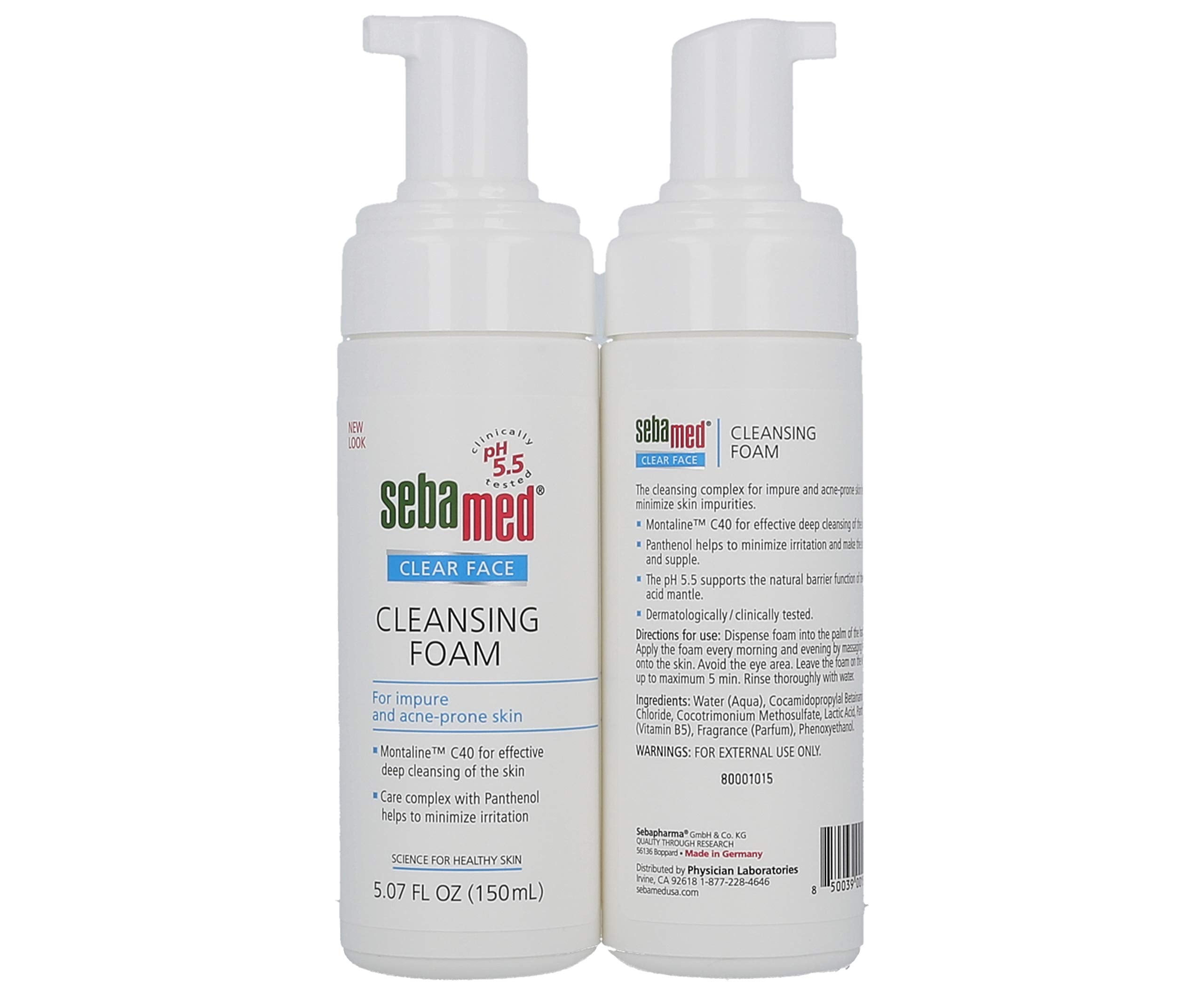 Sebamed Clear Face Cleansing Foam foamy texture demonstrates gentle cleansing for acne-prone skin.