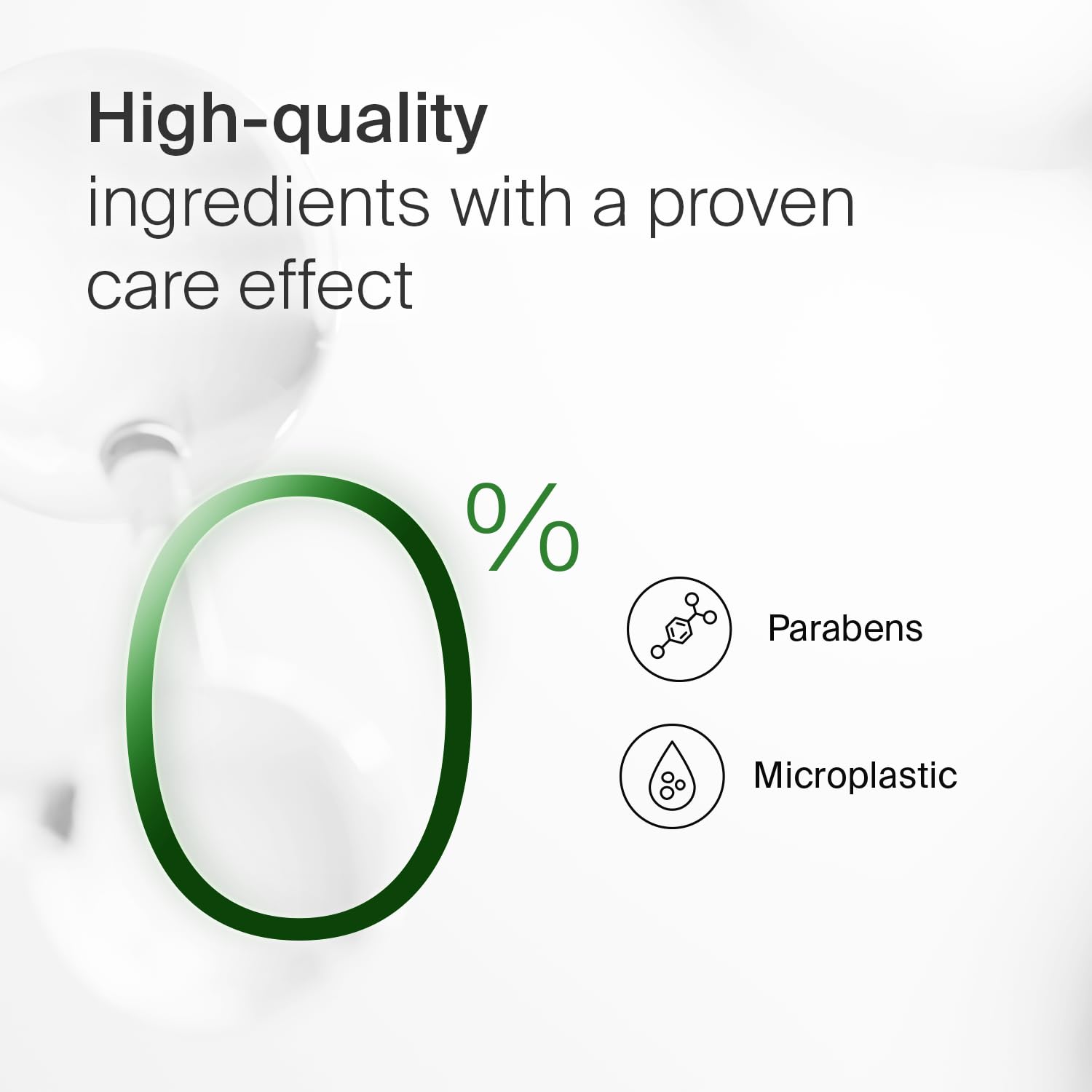 SEBAMED eco-friendly ingredients label showcases near-biodegradable formulation.