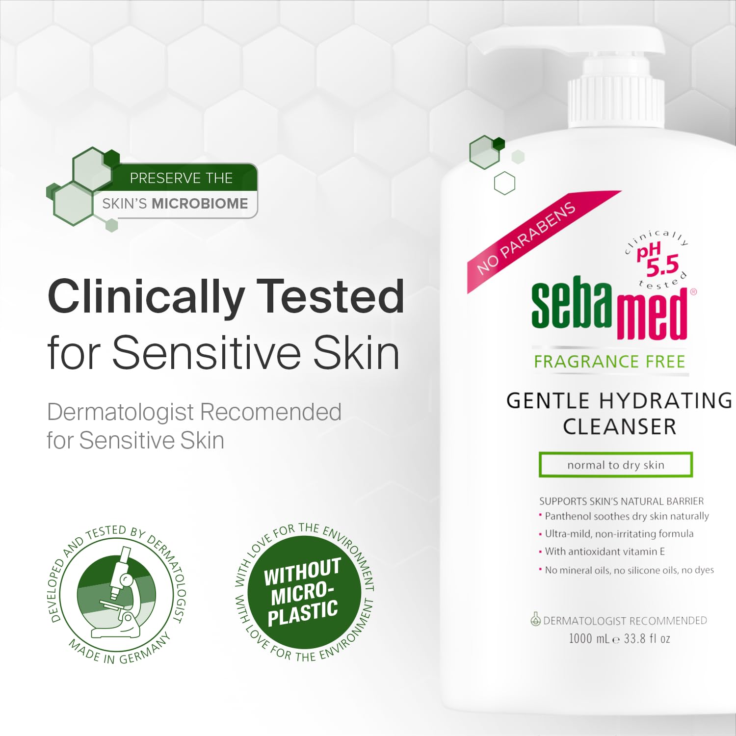 SEBAMED fragrance-free cleanser body application showing all-over gentle wash.