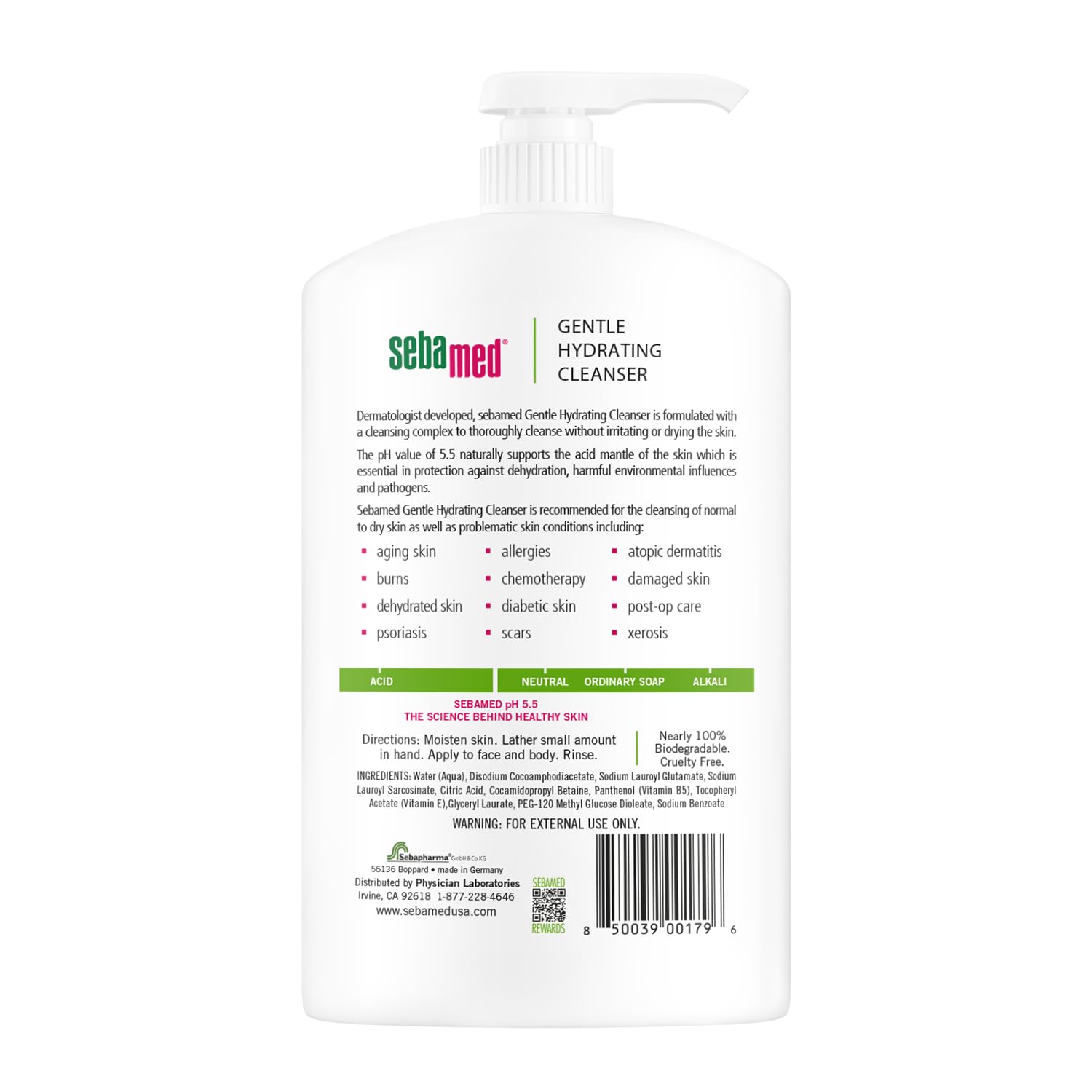 SEBAMED fragrance-free cleanser label closeup highlighting fragrance-free formula.