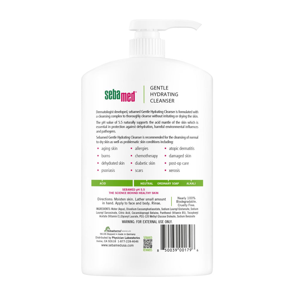 SEBAMED fragrance-free cleanser label closeup highlighting fragrance-free formula.