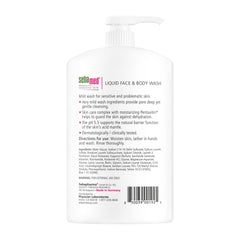SEBAMED Liquid Face and Body Wash foam closeup emphasizes rich lather and gentle cleansing