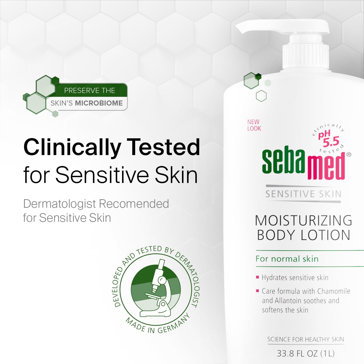 SEBAMED moisturizing lotion with eco-friendly packaging emphasis.
