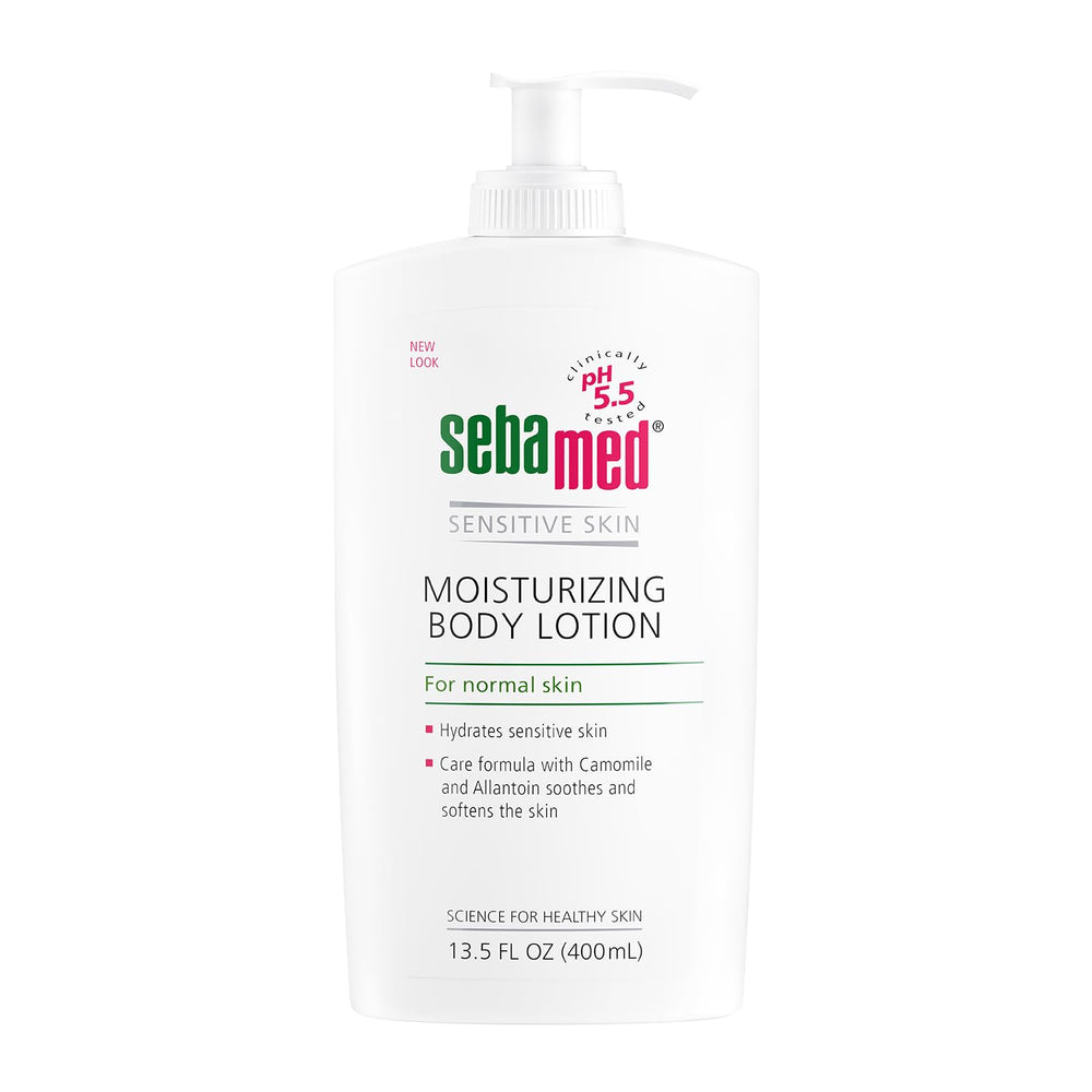 SEBAMED Moisturizing Body Lotion pump bottle provides gentle daily hydration for sensitive skin.