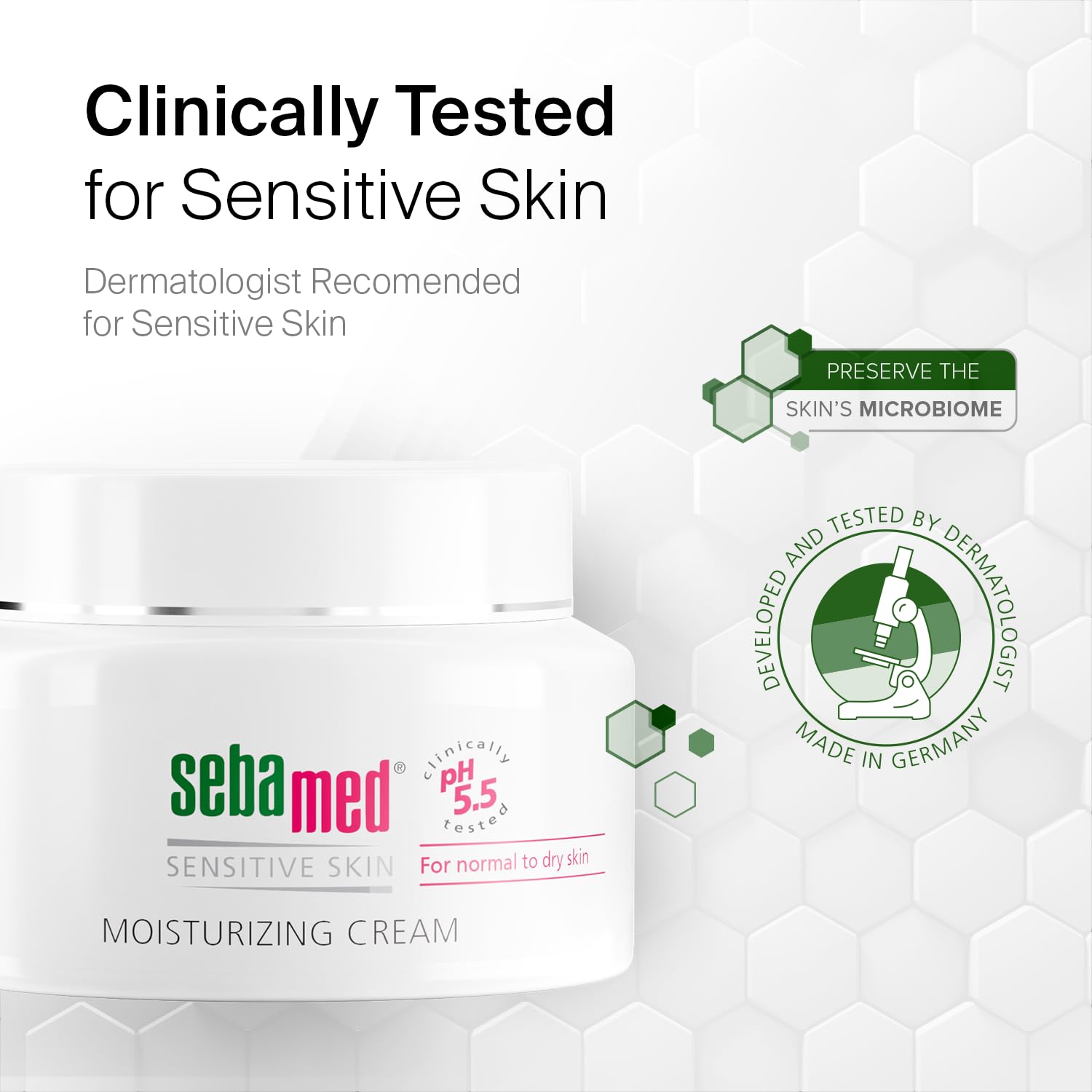 SEBAMED Non-greasy hydration image highlights lightweight, comfortable skin feel.