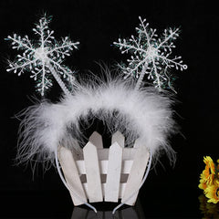 Sebneny Snowflake headband on model highlighting lightweight elastic fit.