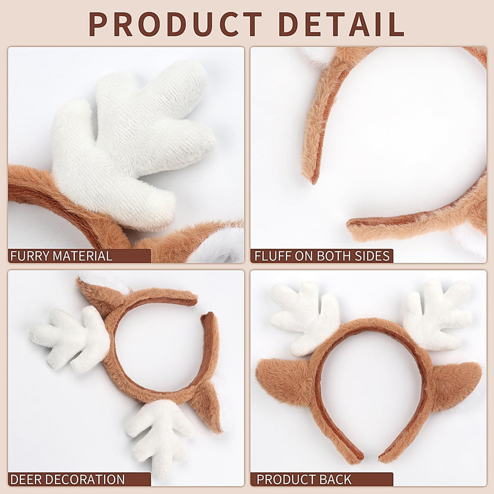 SeBneny reindeer antlers headband ear detail showcasing plush ears for cosplay