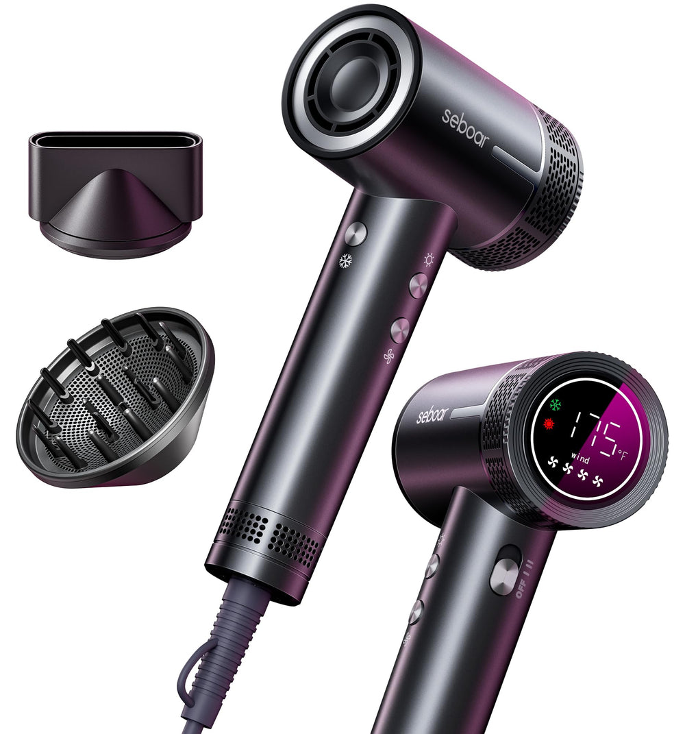 Seboar high-speed ionic hair dryer front view showcasing fast-drying performance for busy mornings.