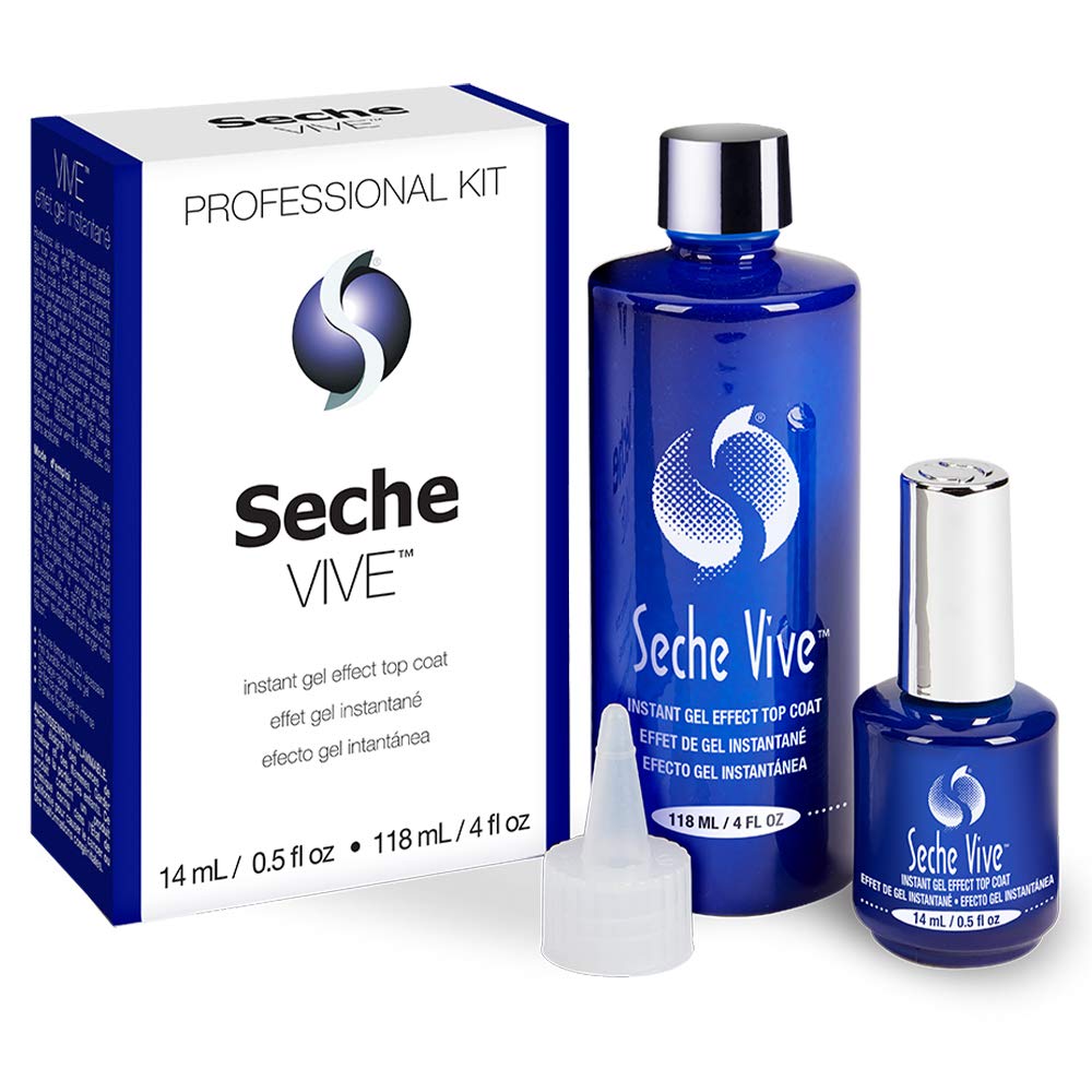 Seche Vive bottle closeup shows glossy gel finish for lasting wear