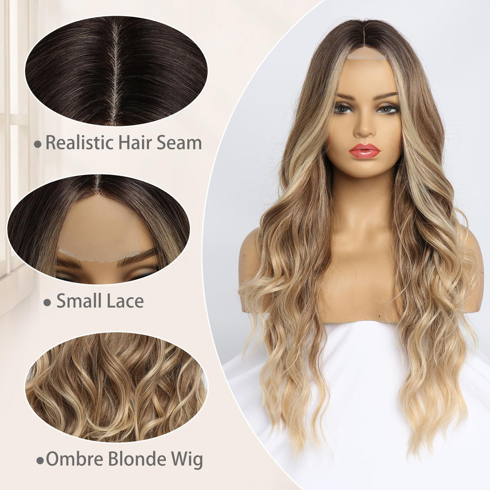 SeclitWu ombre wave wig side profile with soft waves ideal for party styling.