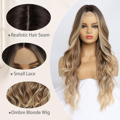 SeclitWu ombre wave wig side profile with soft waves ideal for party styling.