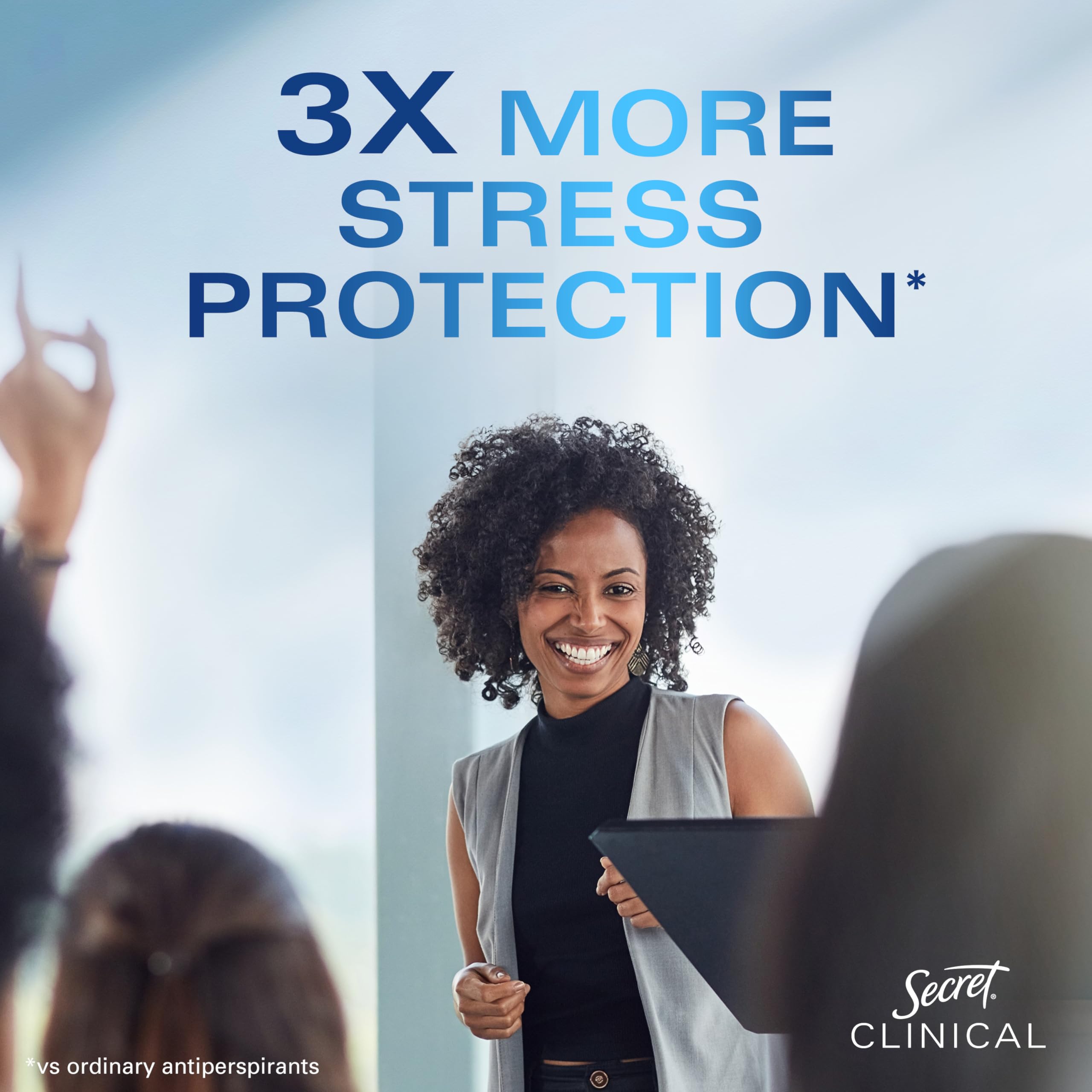 Secret Clinical Strength 72-hour protection graphic emphasizes long-lasting sweat and odor control.