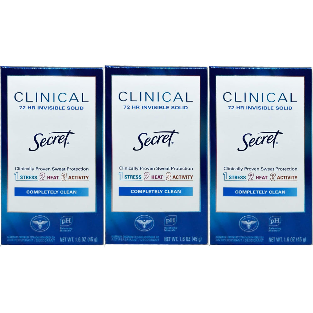 Secret Clinical Strength invisible solid deodorant pack shot emphasizing discreet, prescription-strength protection