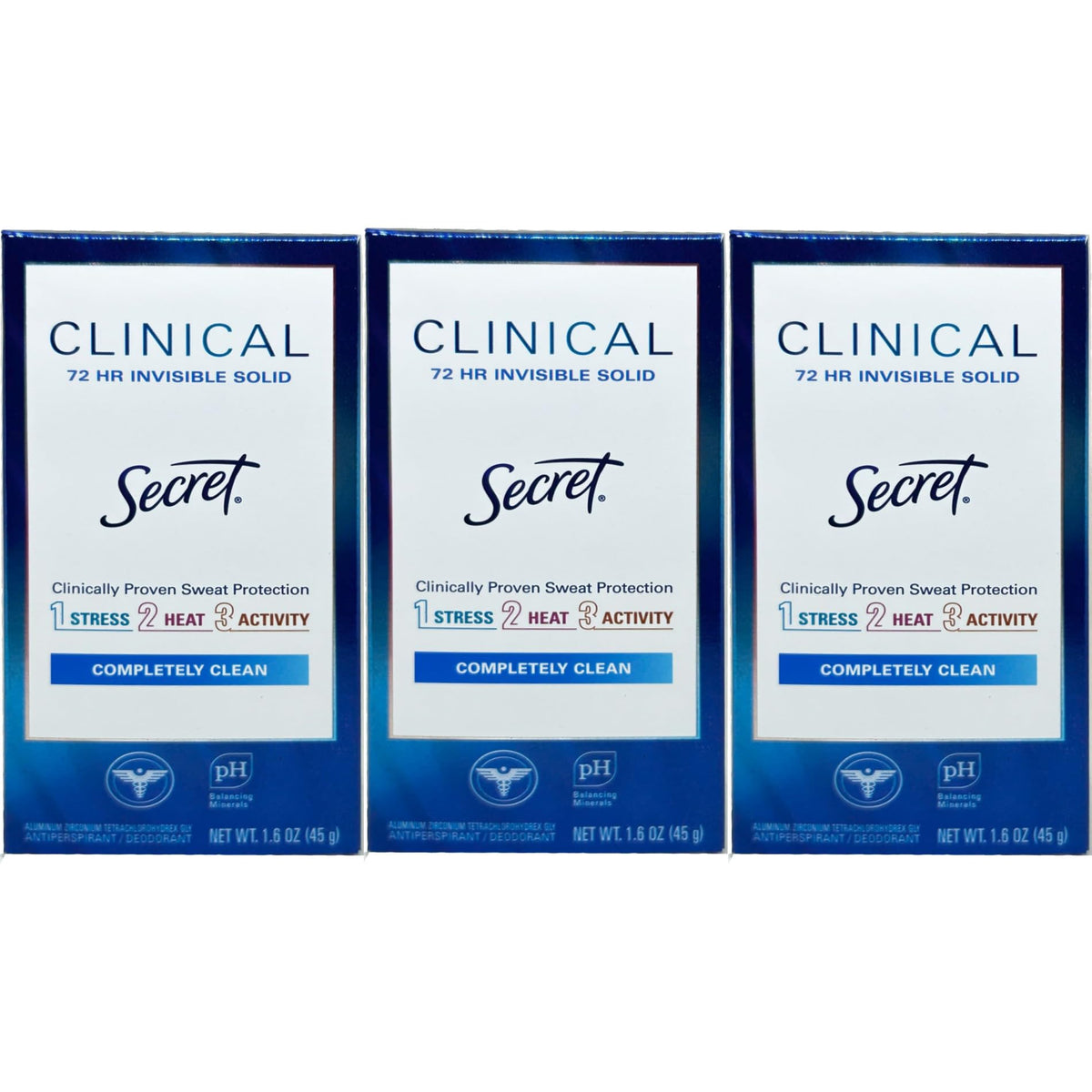 Secret Clinical Strength invisible solid deodorant pack shot emphasizing discreet, prescription-strength protection