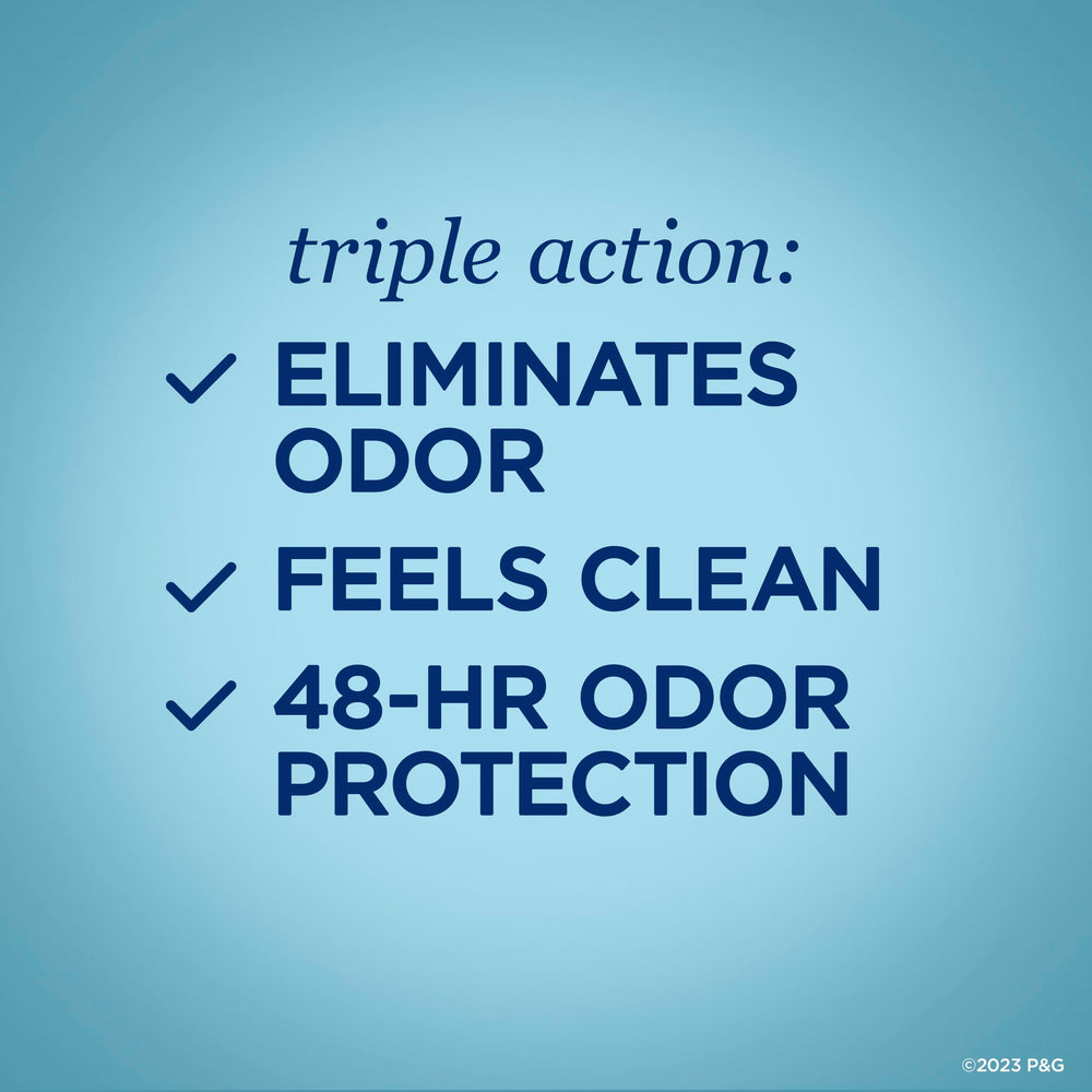 Secret dry solid deodorant application shows quick, clean feeling without residue.