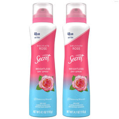 Secret Dry Spray bottle angled shows quick-dry, all-day freshness.