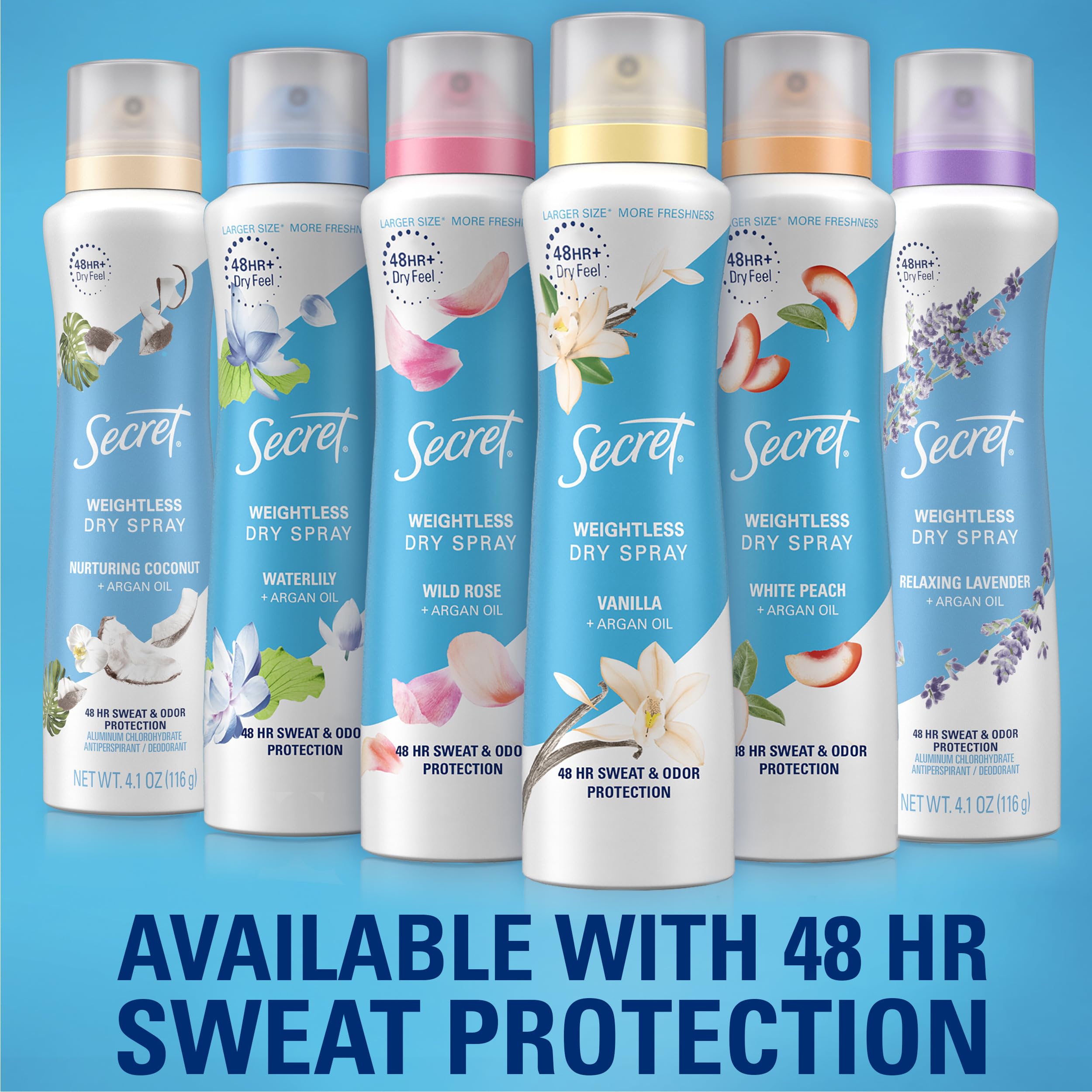 Secret Dry Spray ingredients lavender hemp close-up with soothing scent benefit
