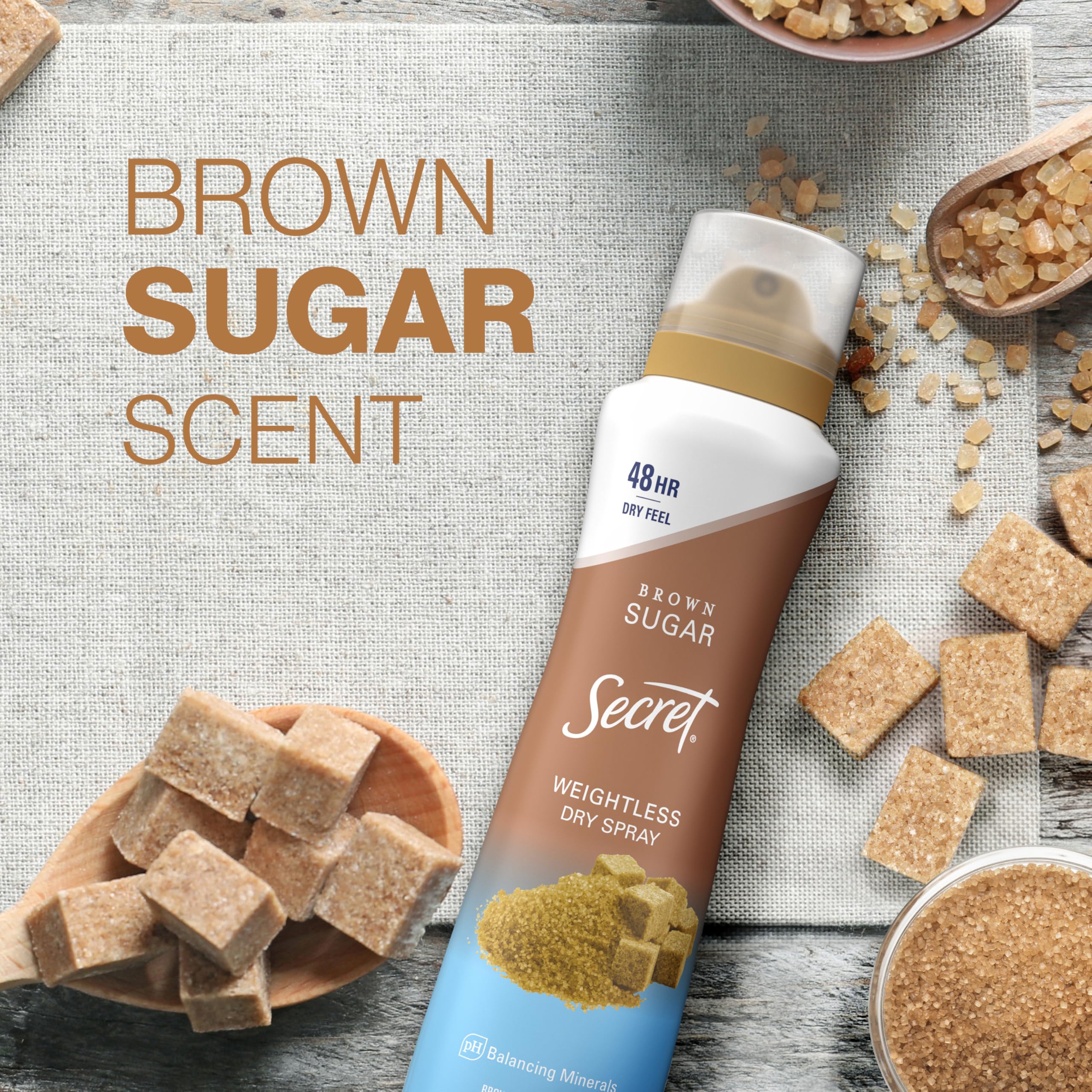 Secret Dry Spray no-wax-alcohol design image for clean, breathable feel.