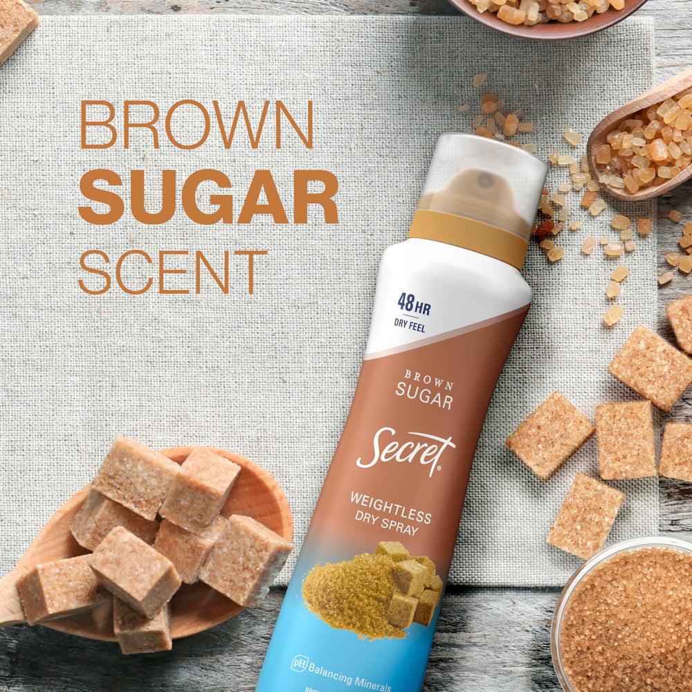 Secret Dry Spray no-wax-alcohol design image for clean, breathable feel.