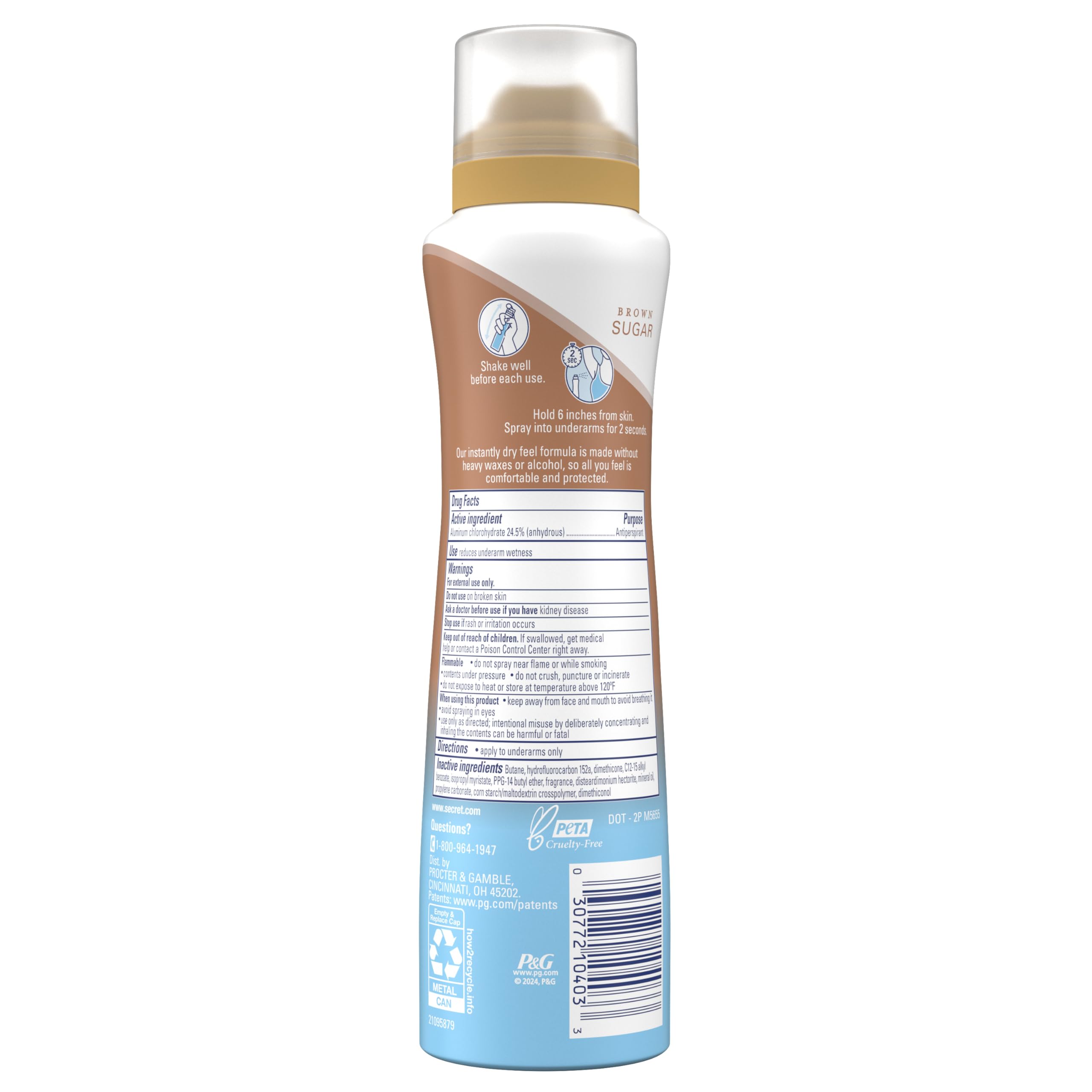 Secret Dry Spray quick-dry usage shot shows easy, mess-free application.