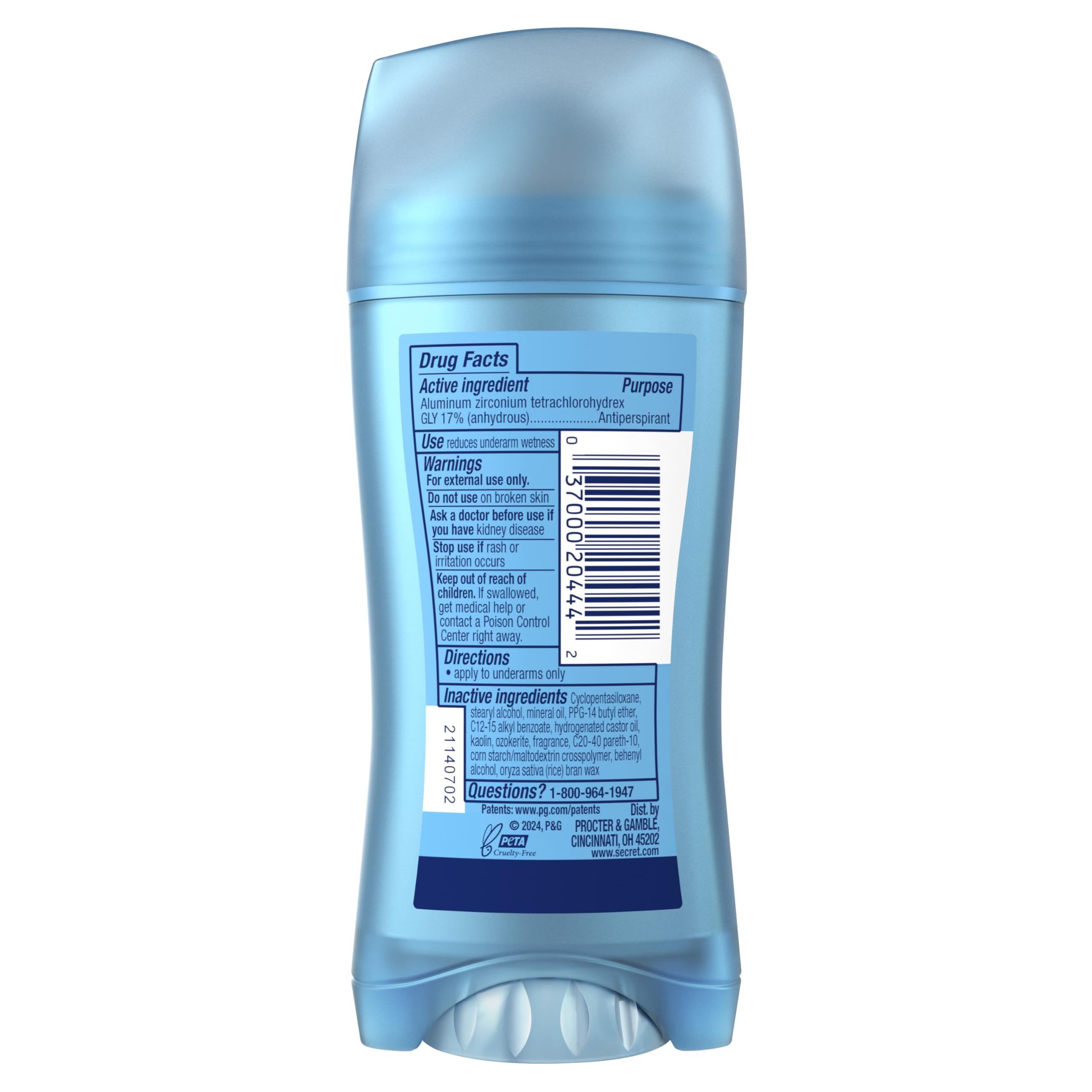 Secret Fresh invisible solid vanilla pack3 side view highlights discreet, no-stain wear.
