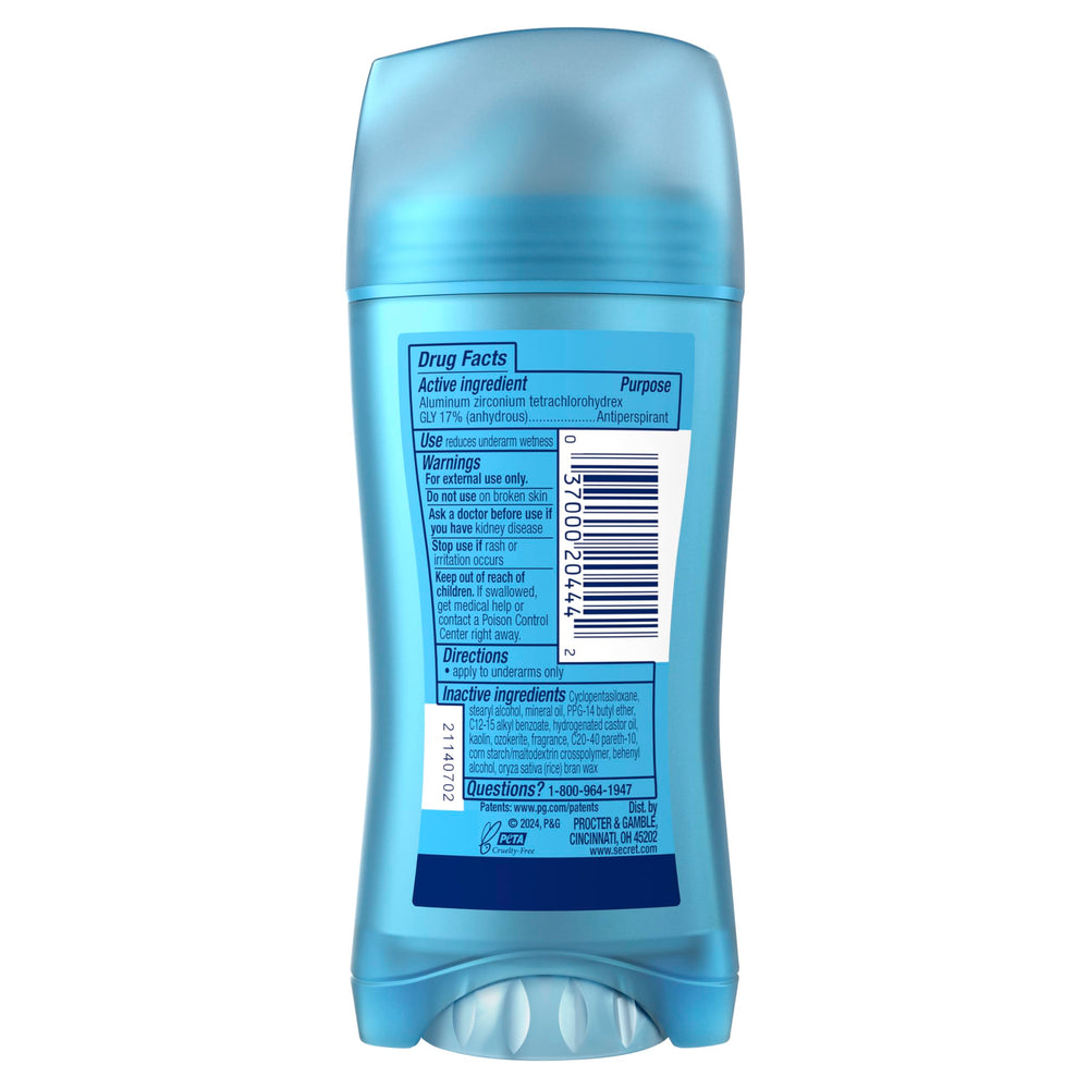 Secret Fresh invisible solid vanilla pack3 side view highlights discreet, no-stain wear.