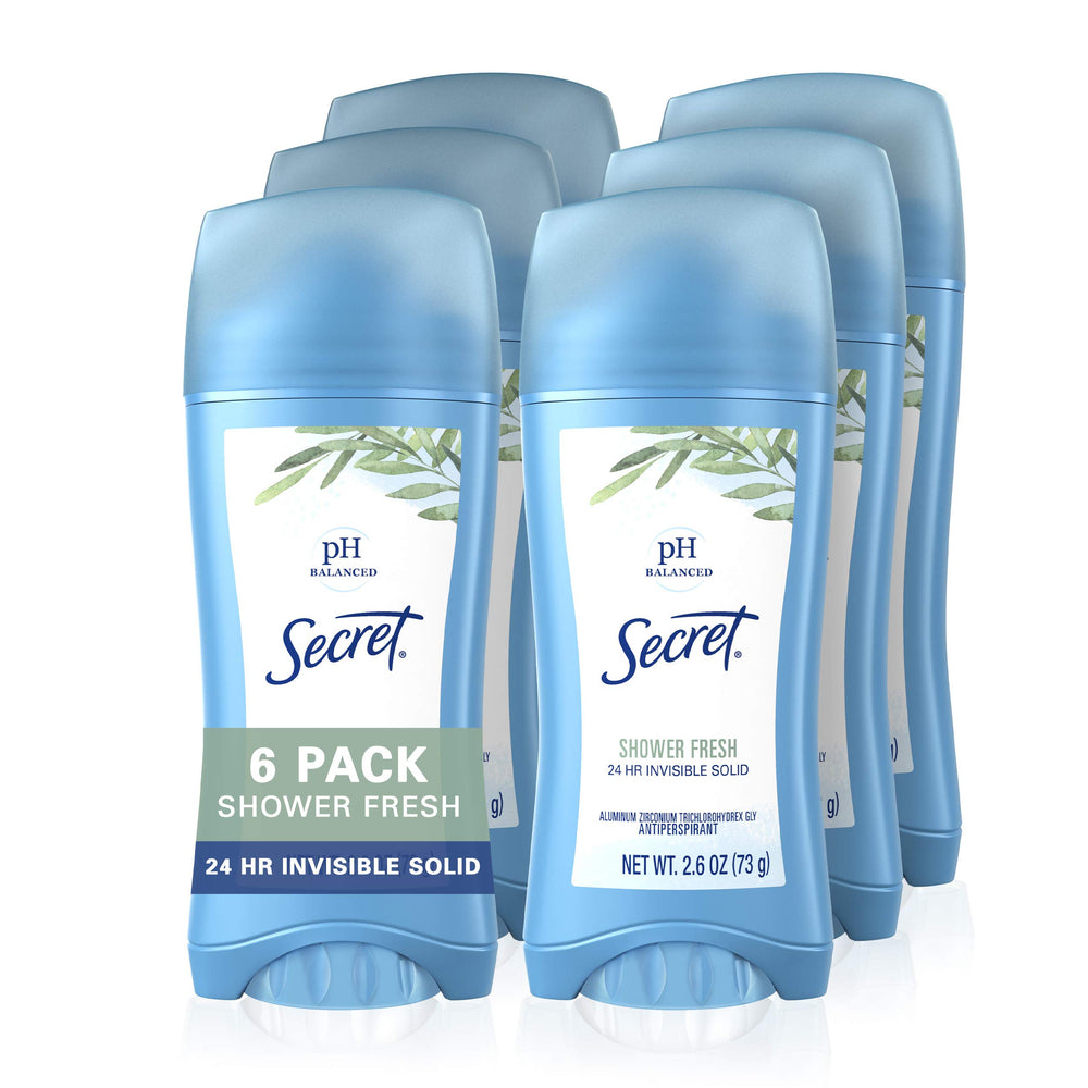 Secret invisible solid Shower Fresh pack-of-6 shows invisible, dry protection all day.