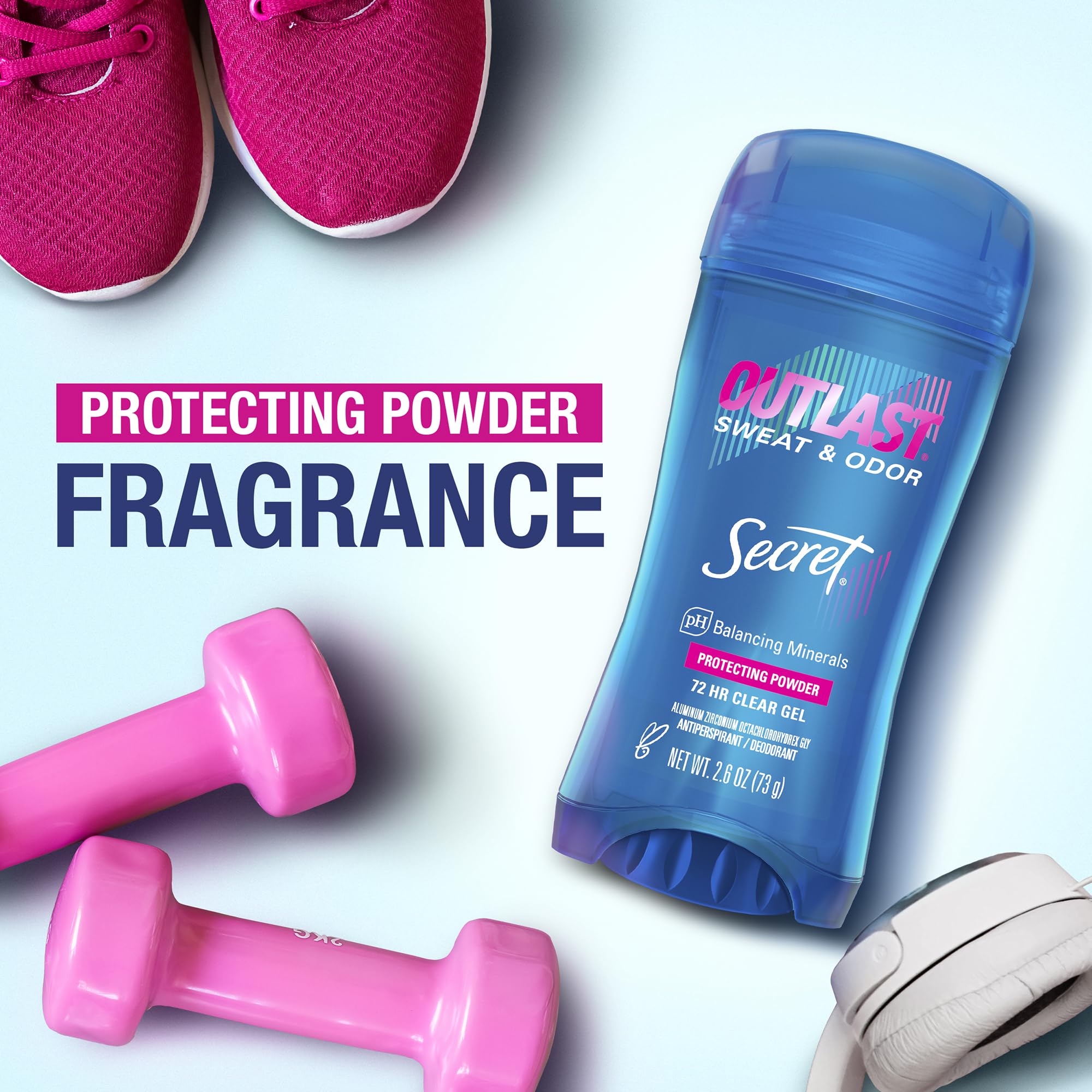 Secret Outlast clear gel application demonstrates smooth, invisible daily wear.